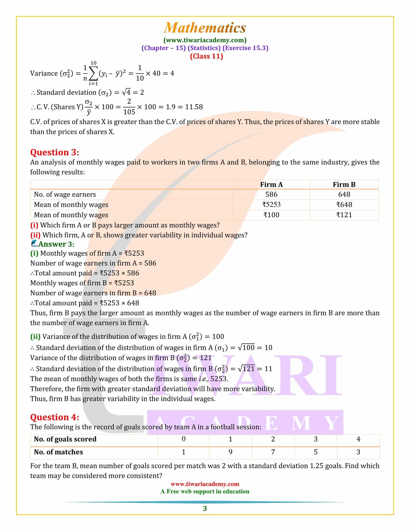 Class 11 Maths Exercise 15.3