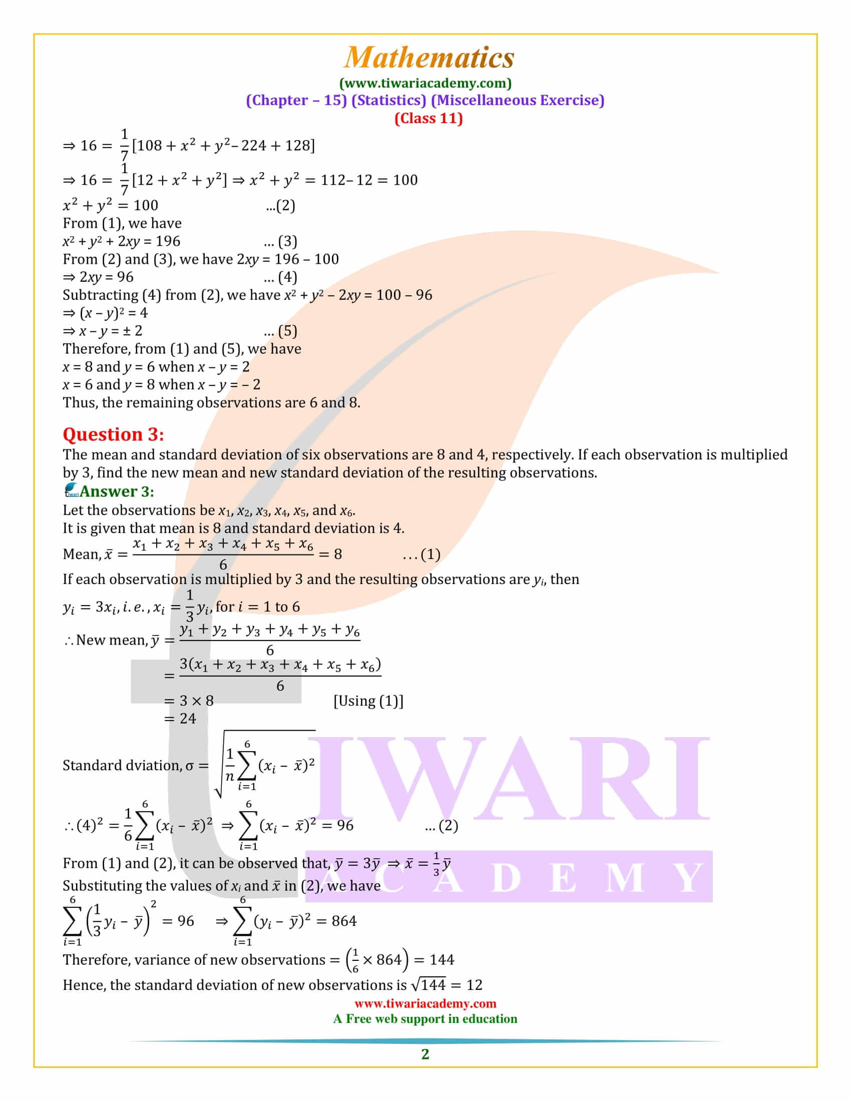 NCERT Solutions for Class 11 Maths Chapter 15 Miscellaneous Exercise