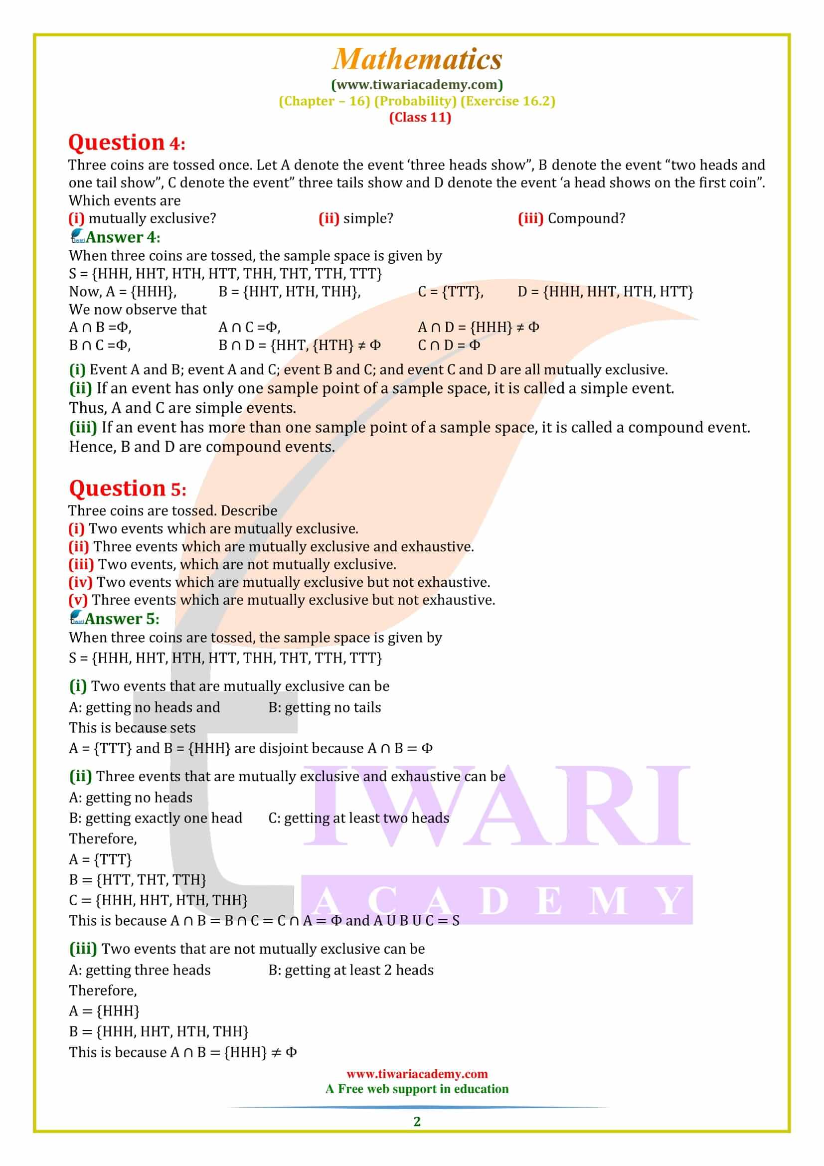 NCERT Solutions for Class 11 Maths Exercise 16.2