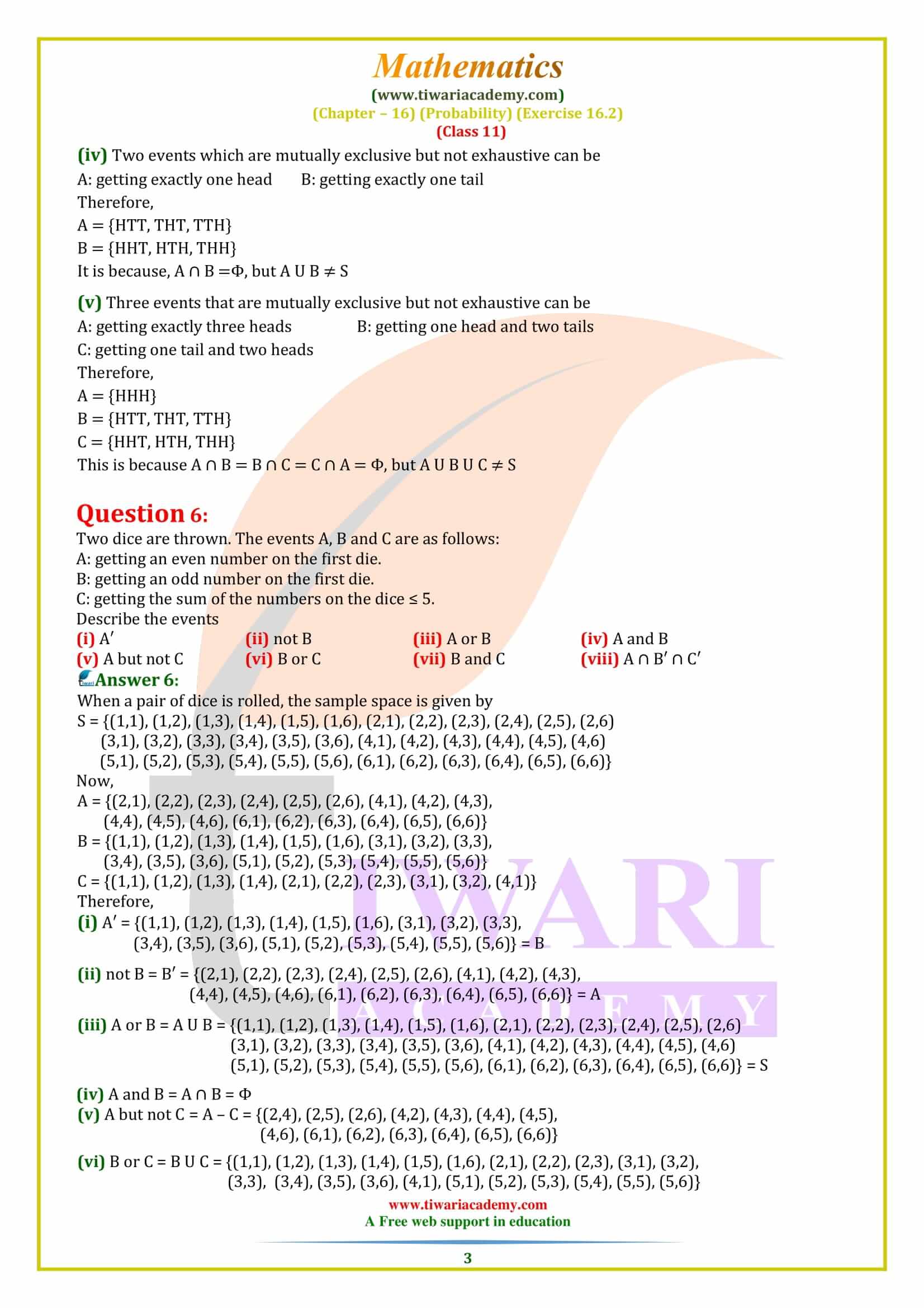 NCERT Solutions for Class 11 Maths Exercise 16.2 in PDF
