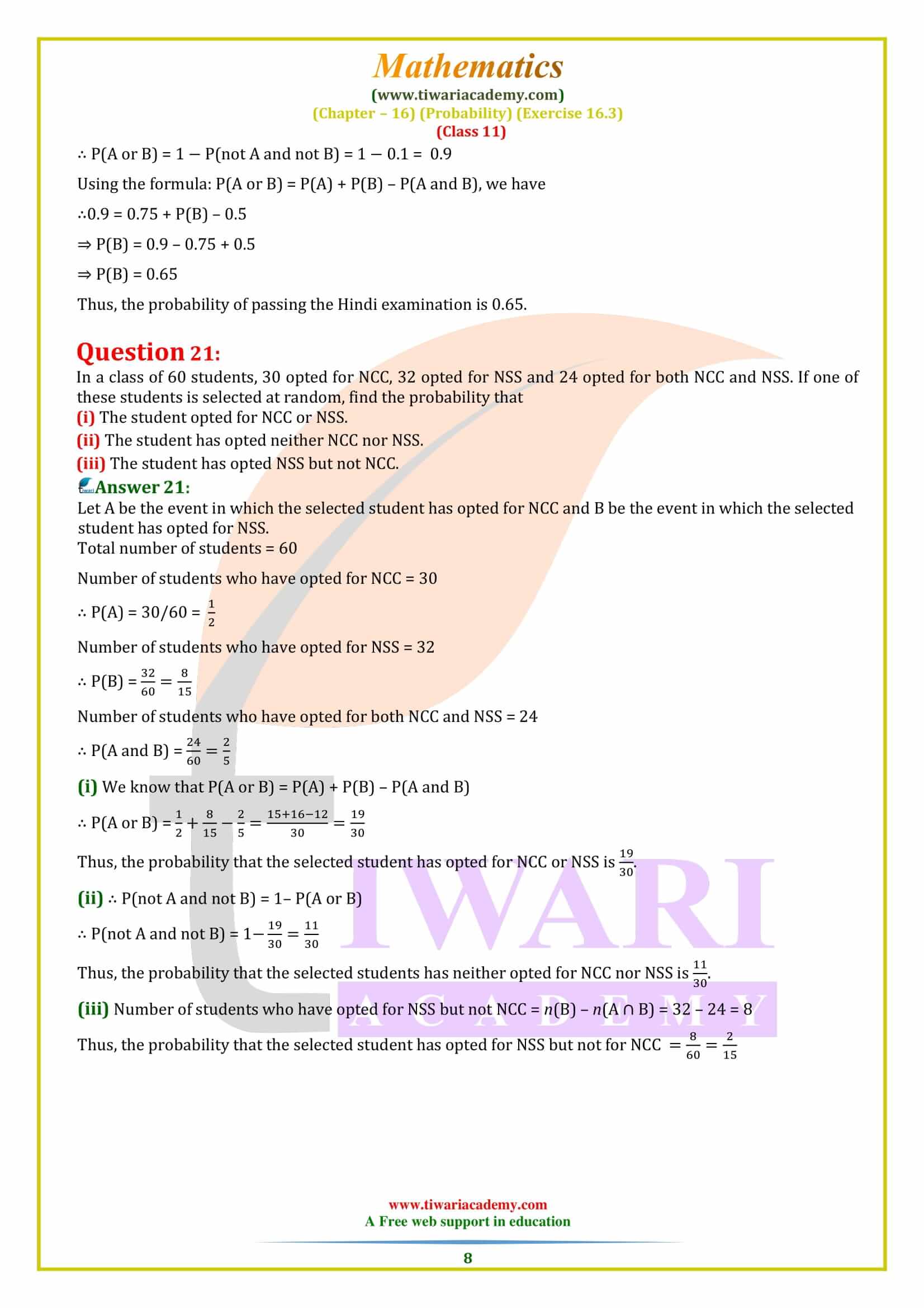 NCERT Solutions for Class 11 Maths Exercise 16.3 all answers