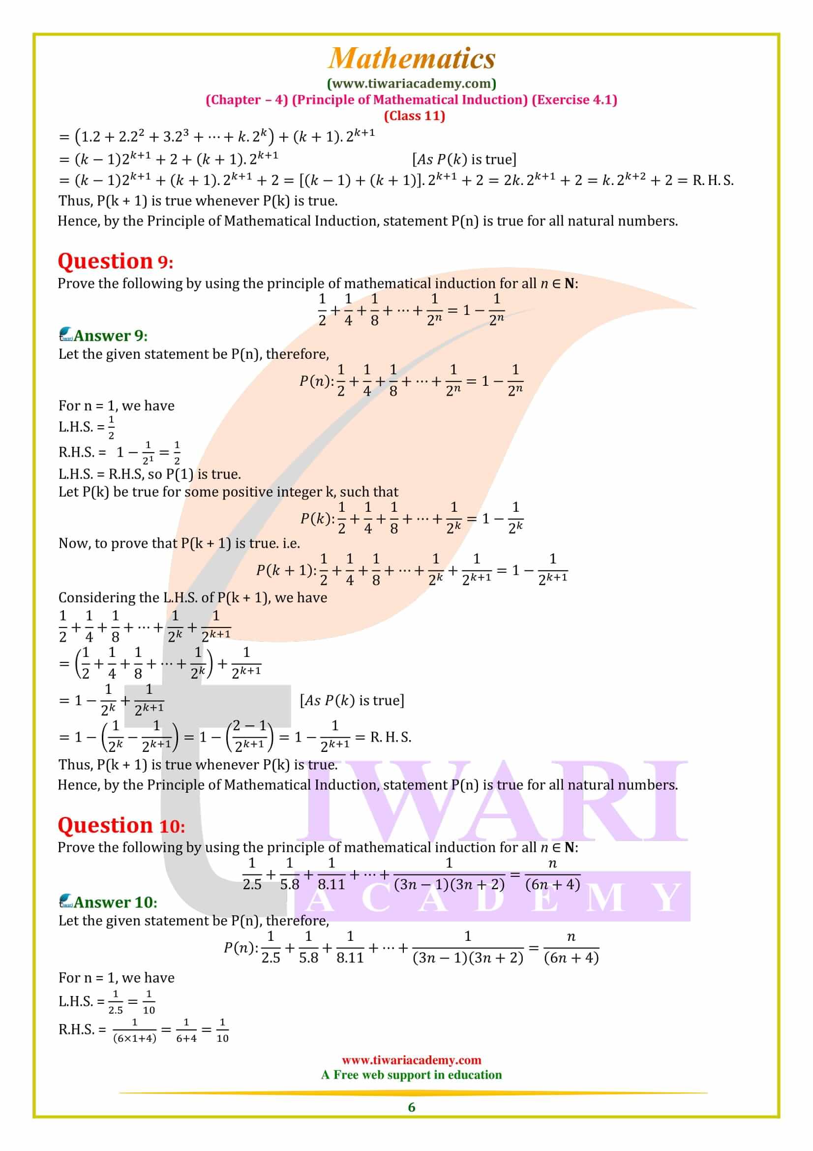 PMI 4.1 class 11 maths