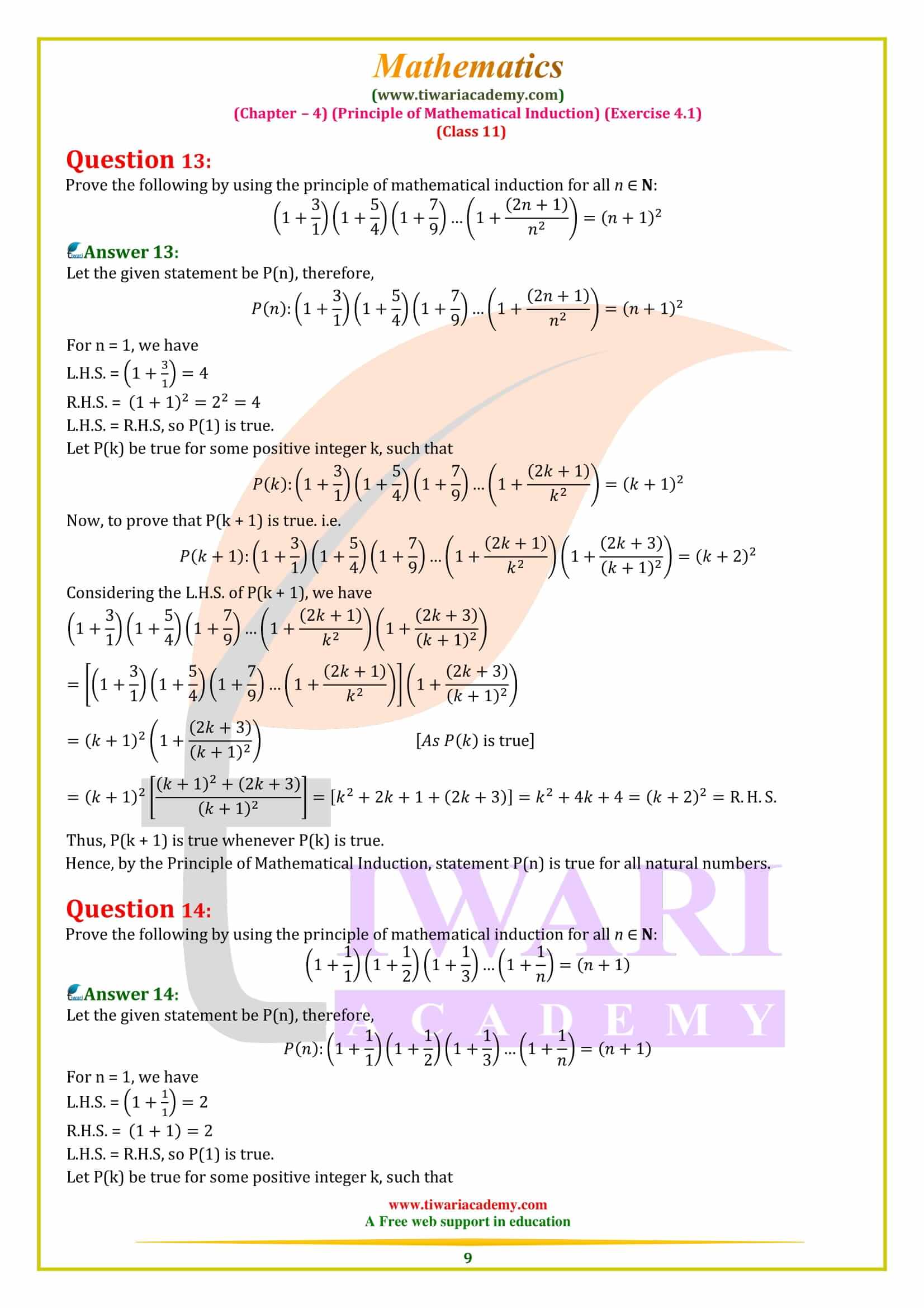 NCERT Solutions for Class 11 Maths Exercise 4.1 PDF