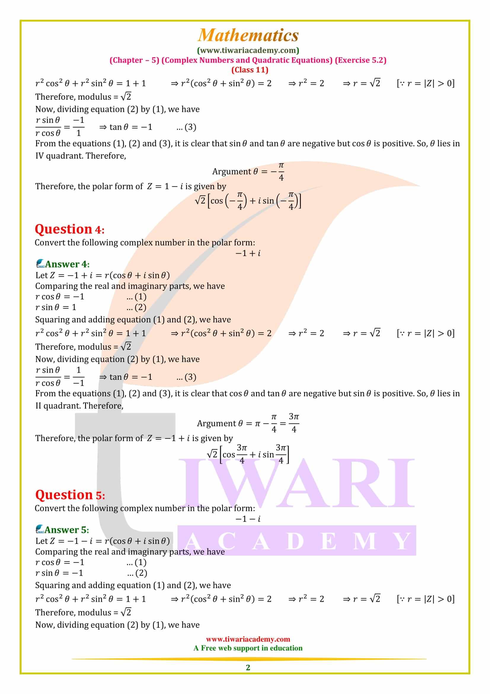 NCERT Solutions for Class 11 Maths Exercise 5.2