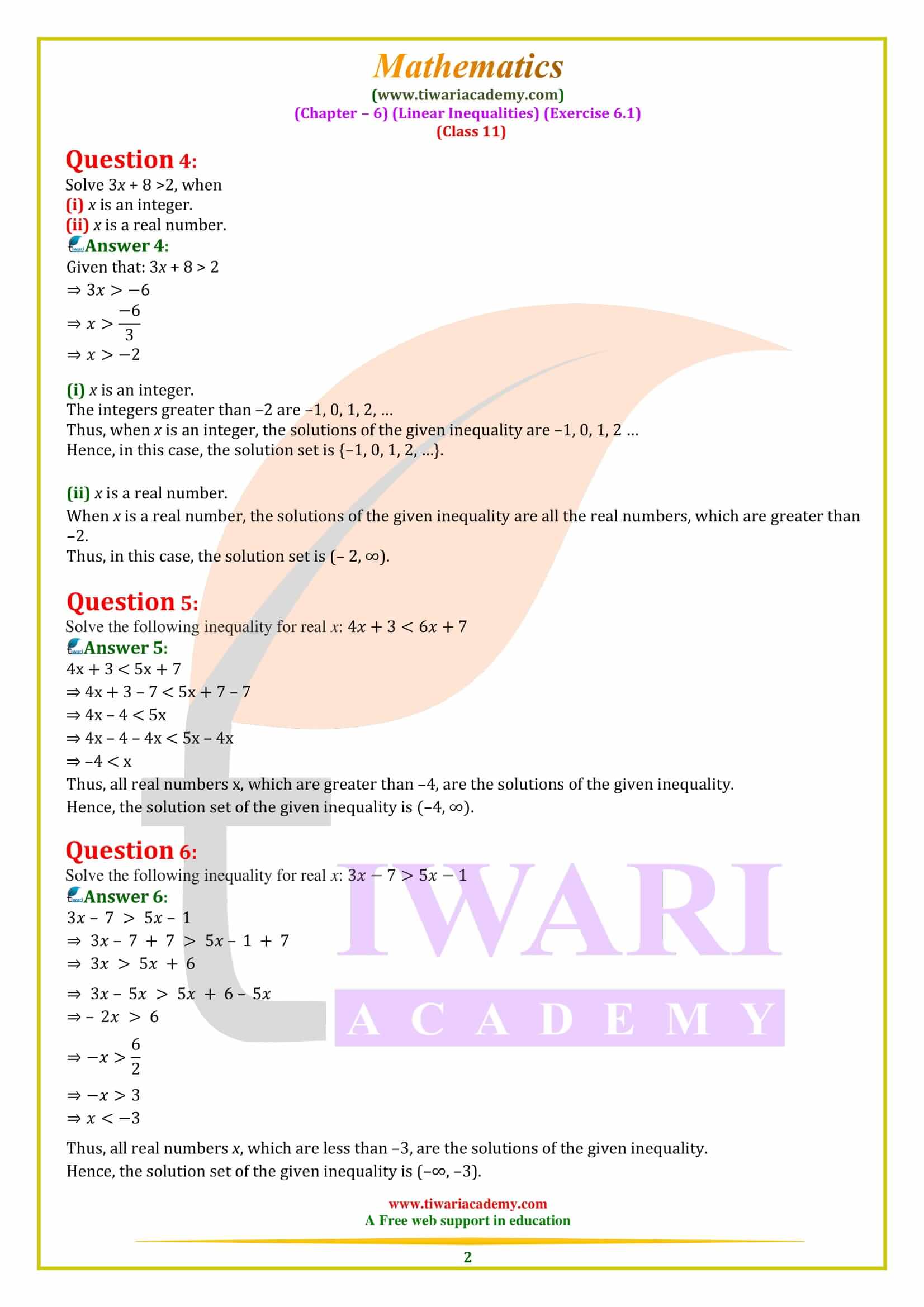 NCERT Solutions for Class 11 Maths Exercise 6.1