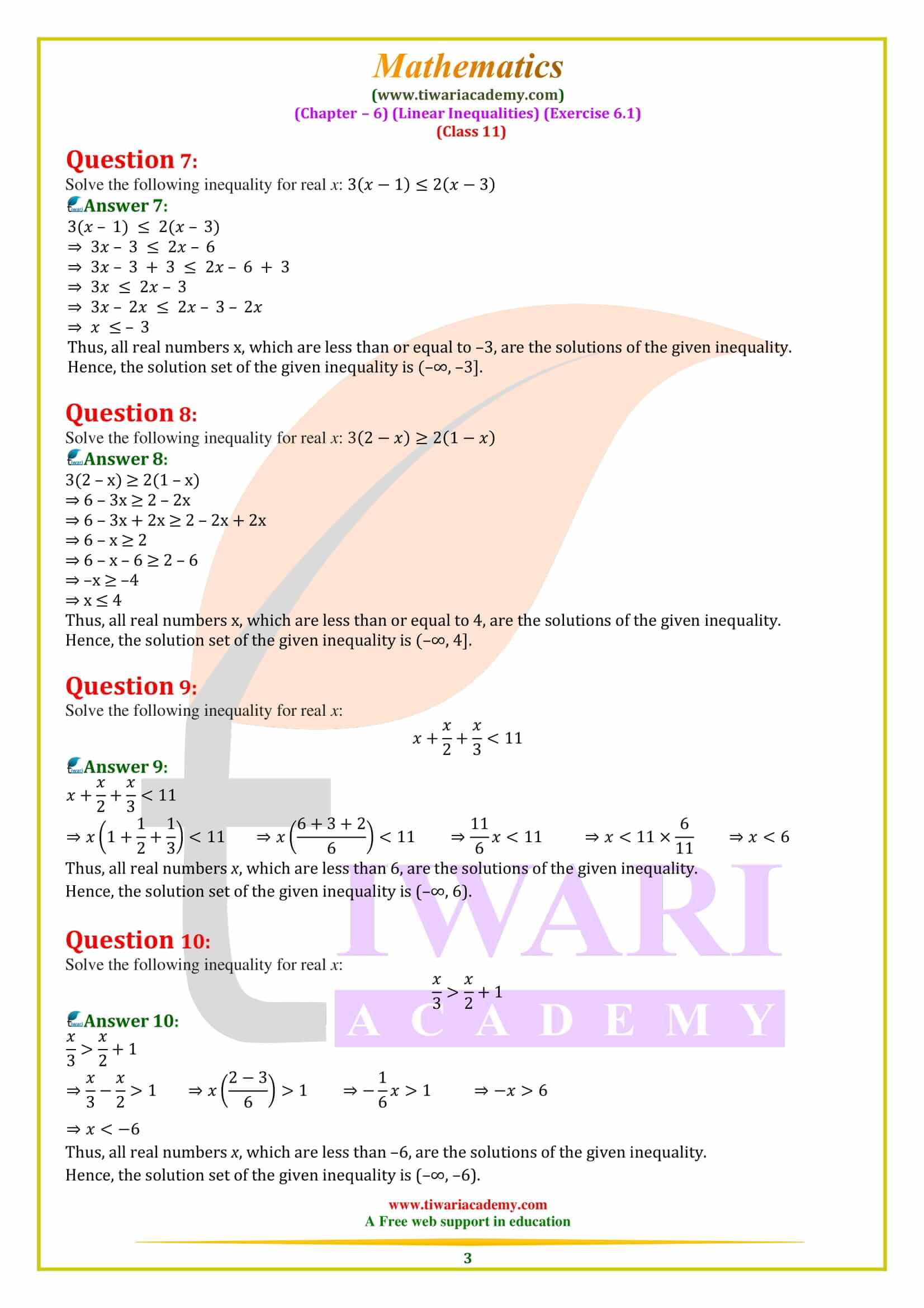 NCERT Solutions for Class 11 Maths Exercise 6.1 in Hindi and English