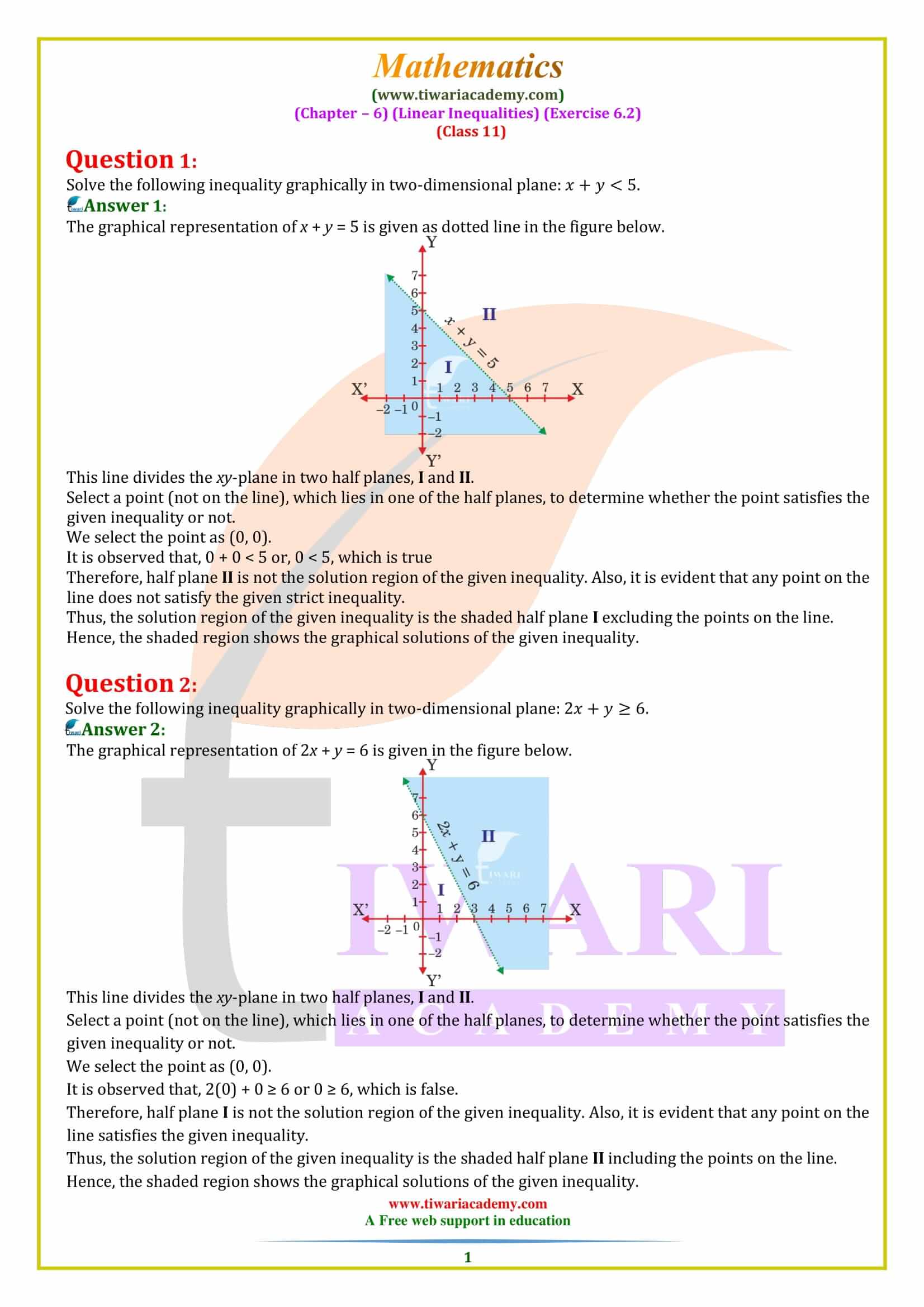 NCERT Solutions for Class 11 Maths Exercise 6.2