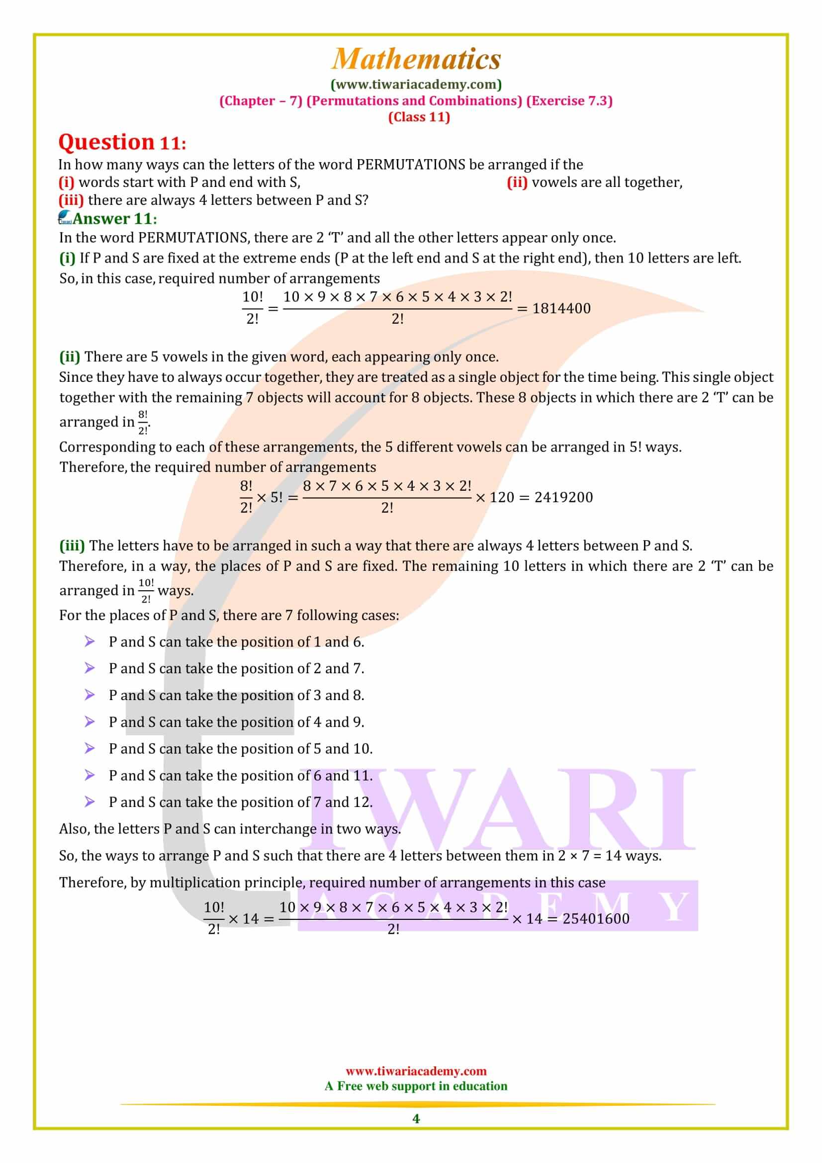 NCERT Solutions for Class 11 Maths Exercise 7.3 in PDF
