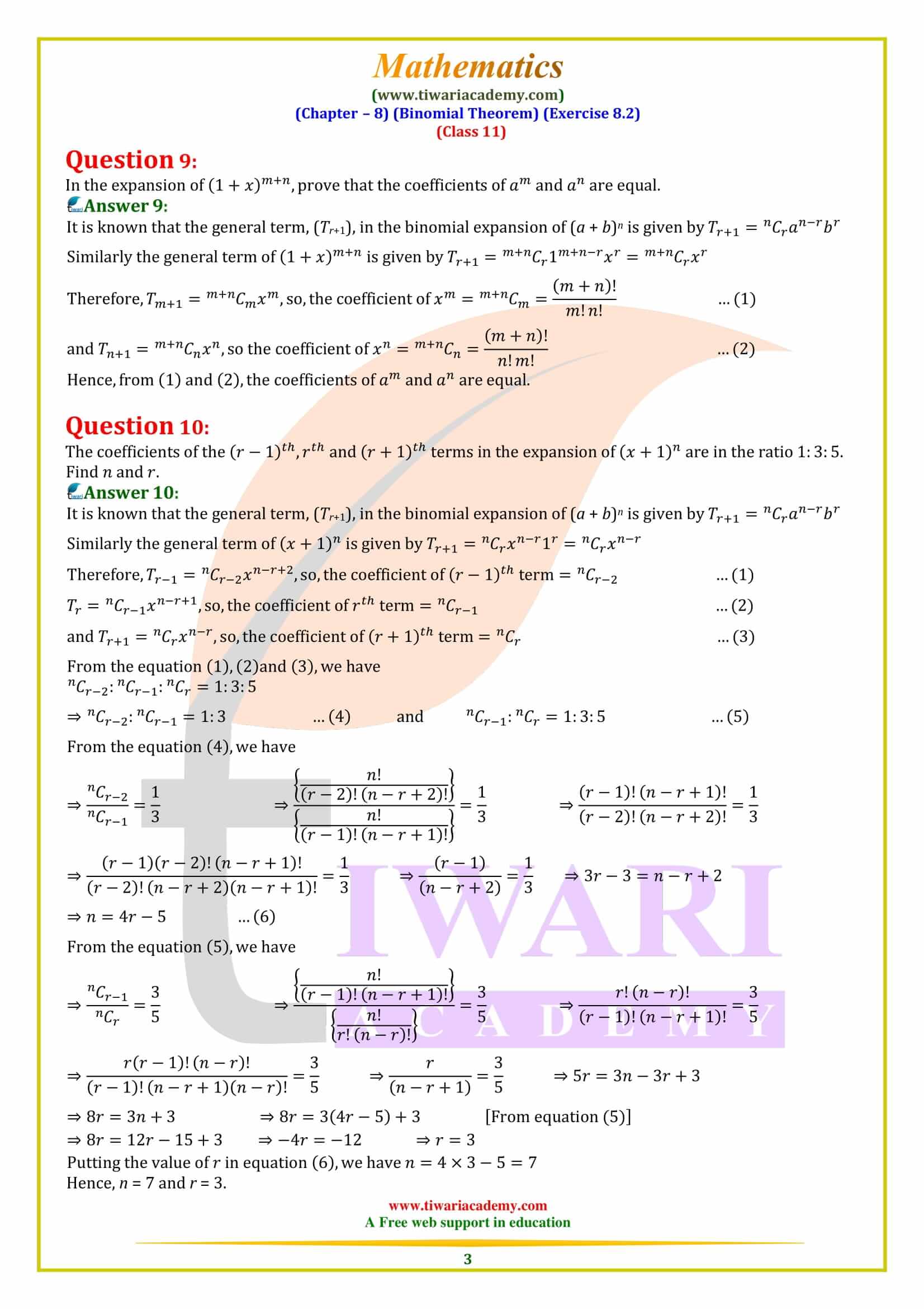 NCERT Solutions for Class 11 Maths Exercise 8.2 in English Hindi