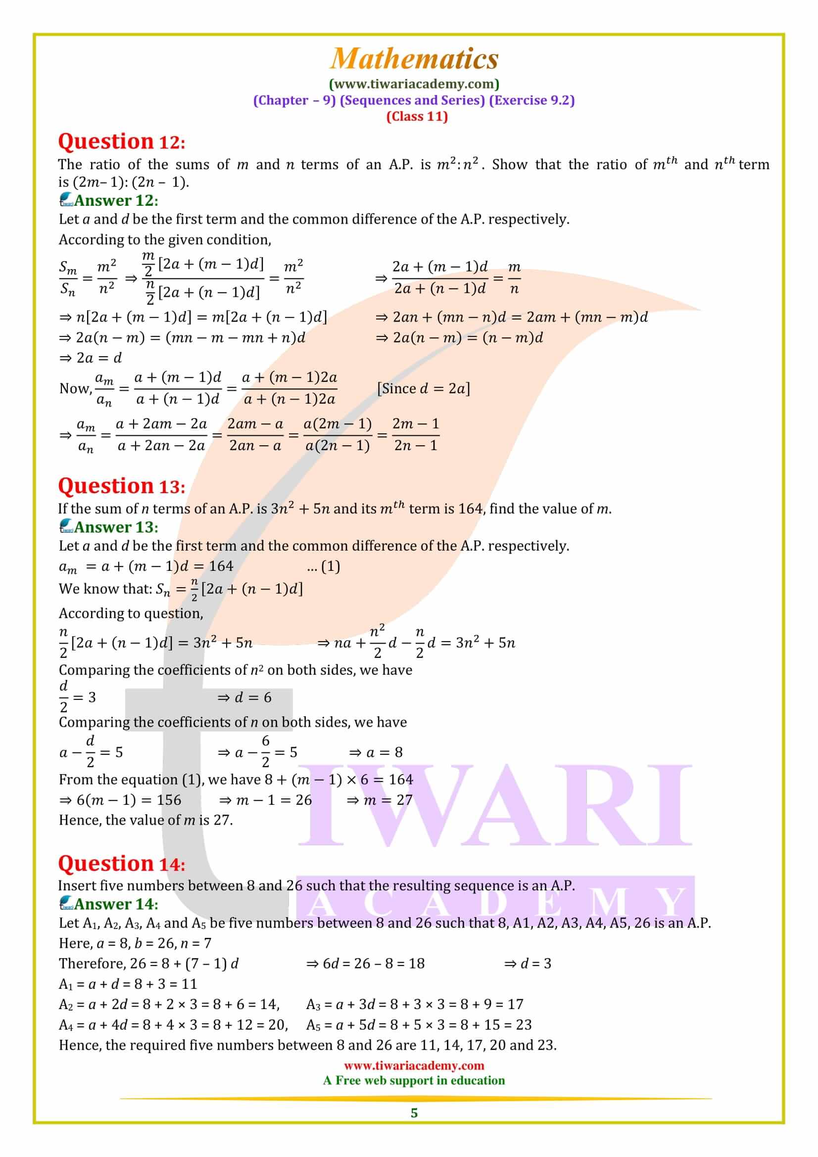 NCERT Solutions for Class 11 Maths Exercise 9.2 free download
