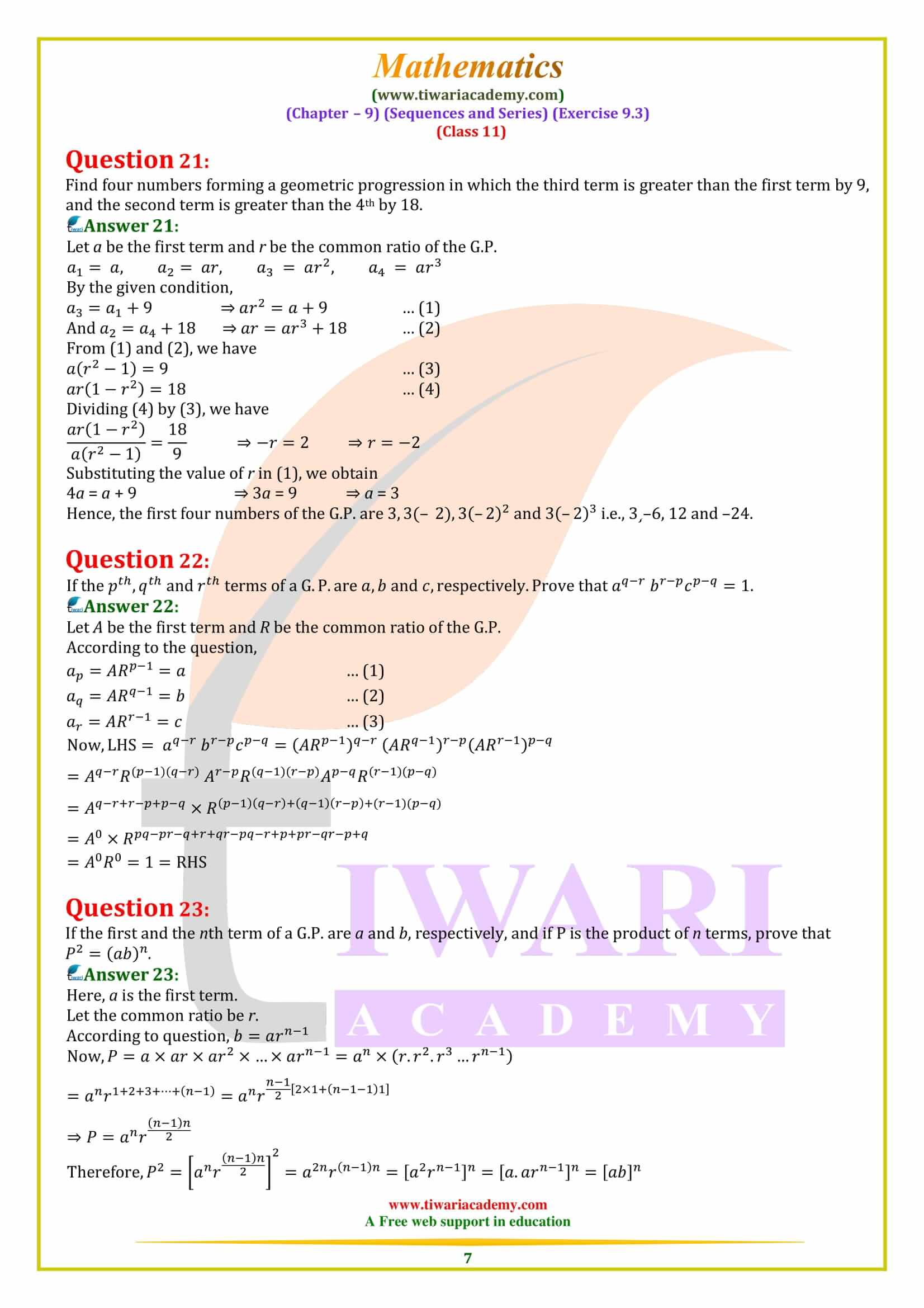 Class 11 Math 9.3