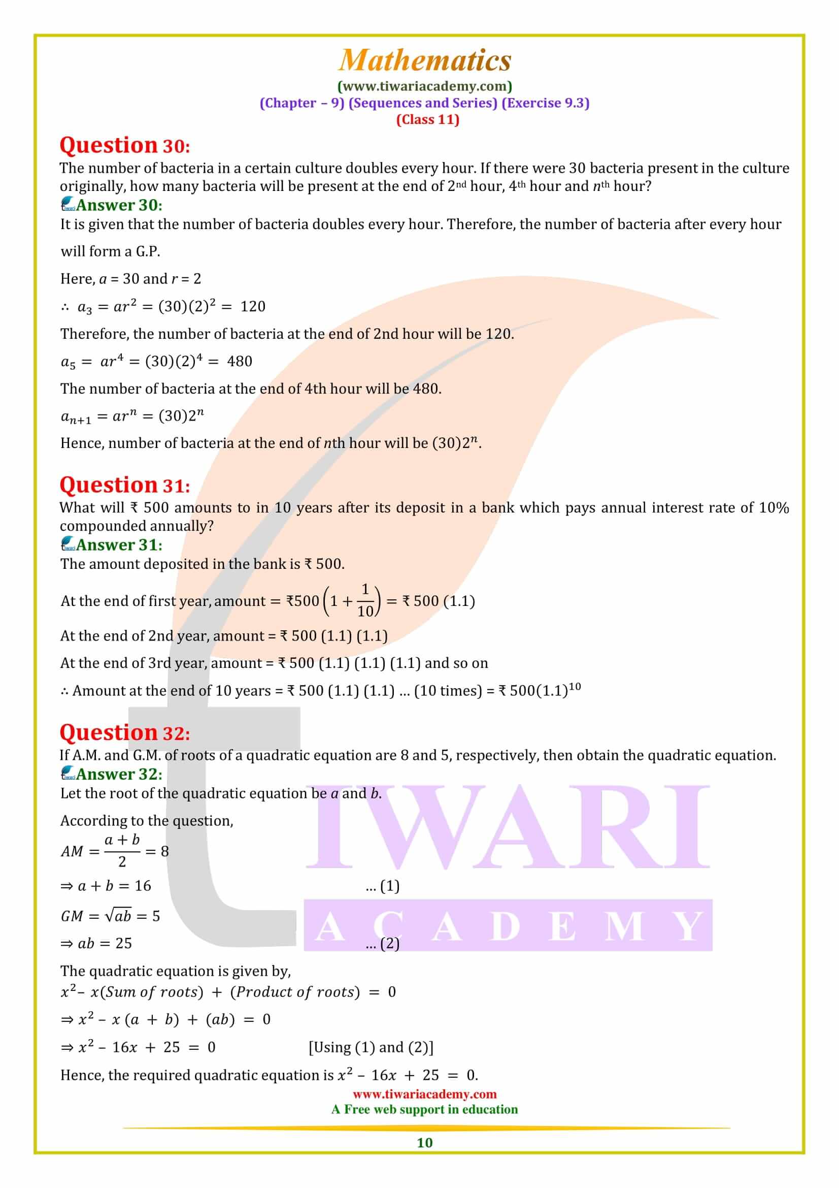 NCERT Solutions for Class 11 Maths Exercise 9.3 download
