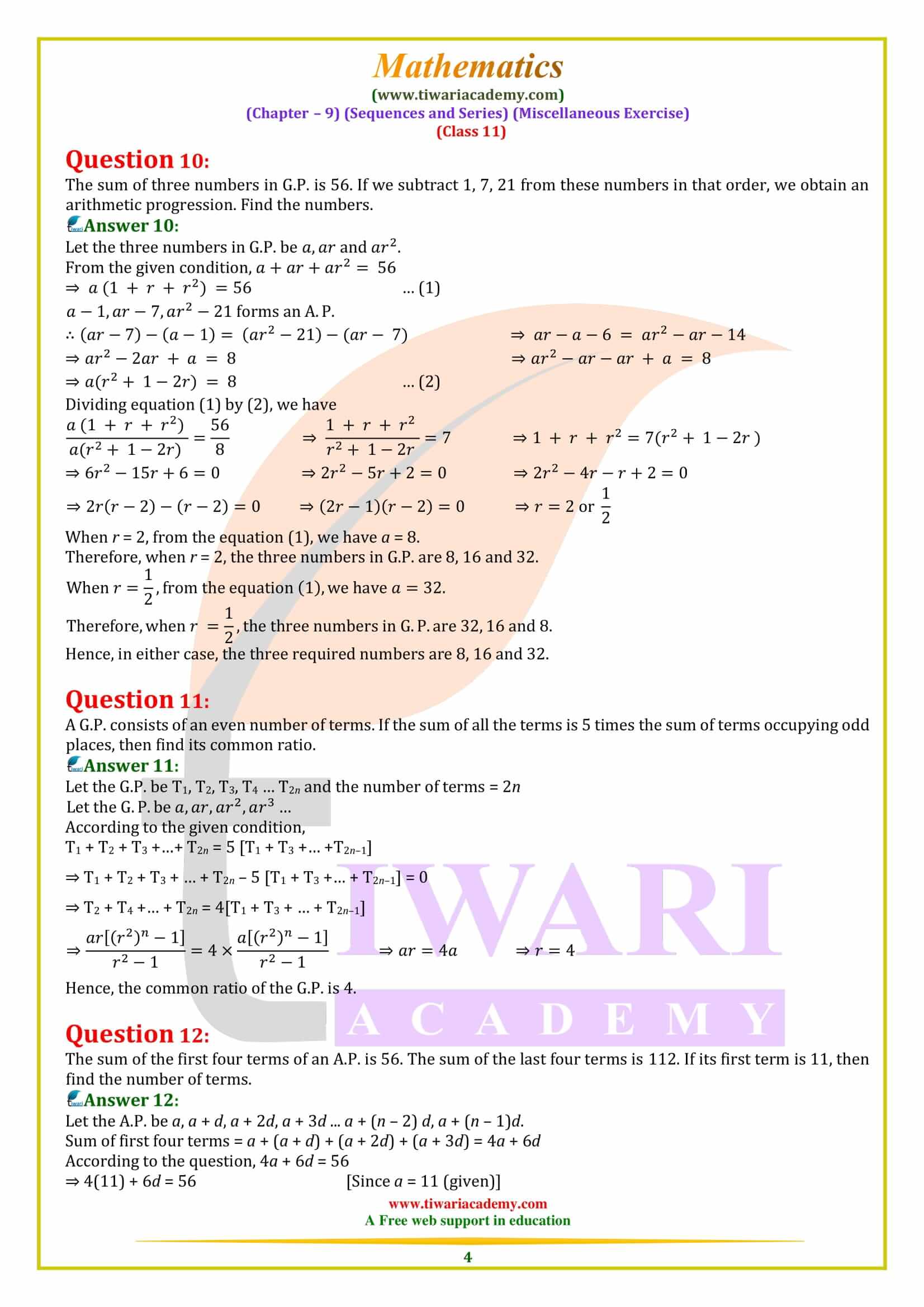 Misc. Ex 9 of 11th Maths