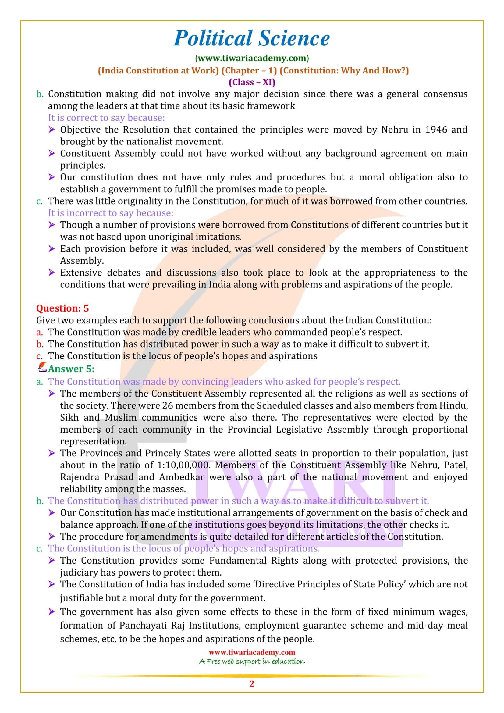 NCERT Solutions for Class 11 Political Science Chapter 1