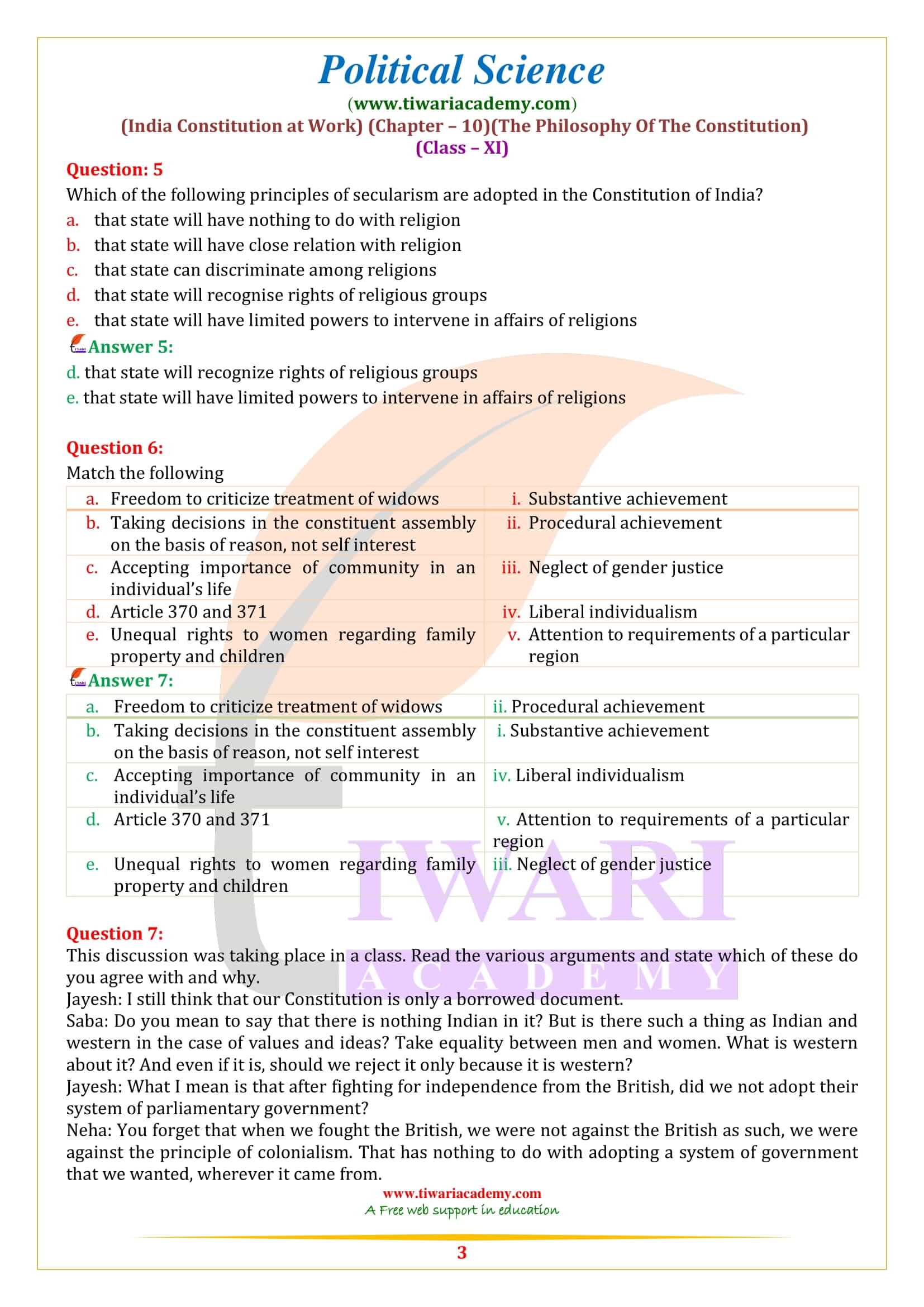 Class 11 Political Science Chapter 10