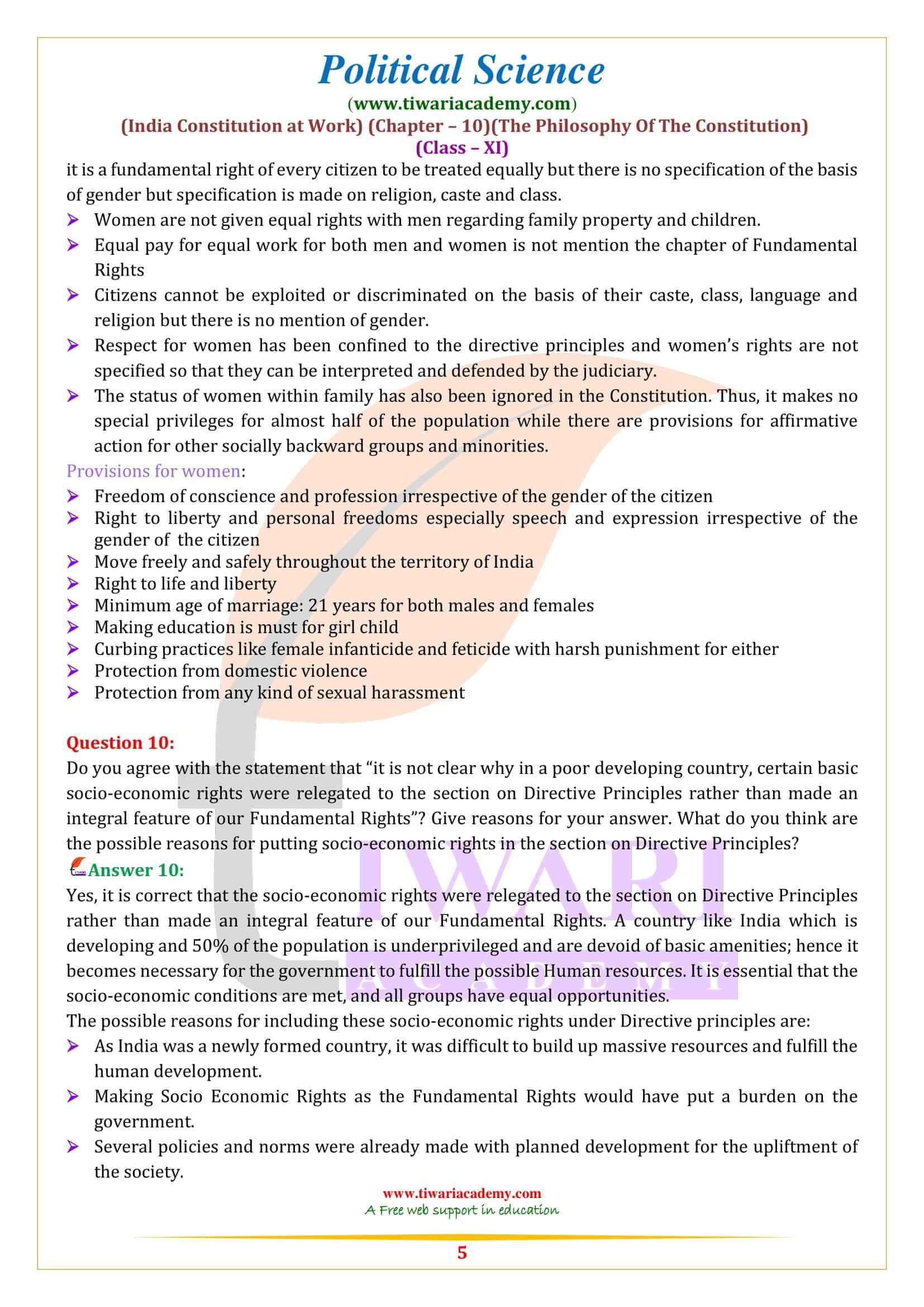 Class 11 Political Science Chapter 10 Question Answers