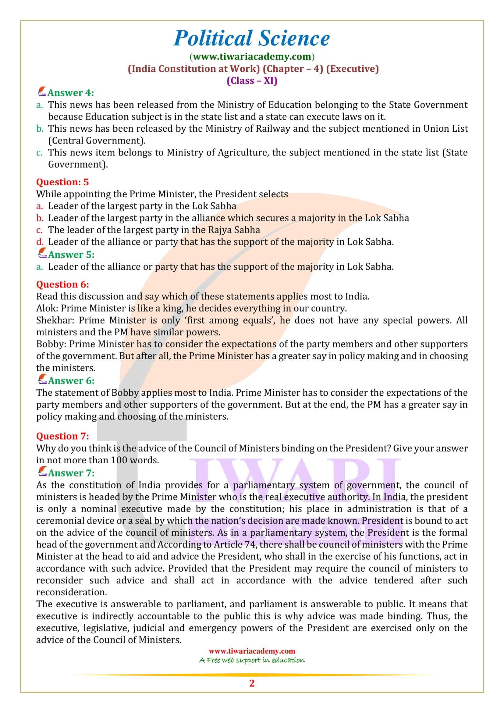 NCERT Solutions for Class 11 Political Science Chapter 4