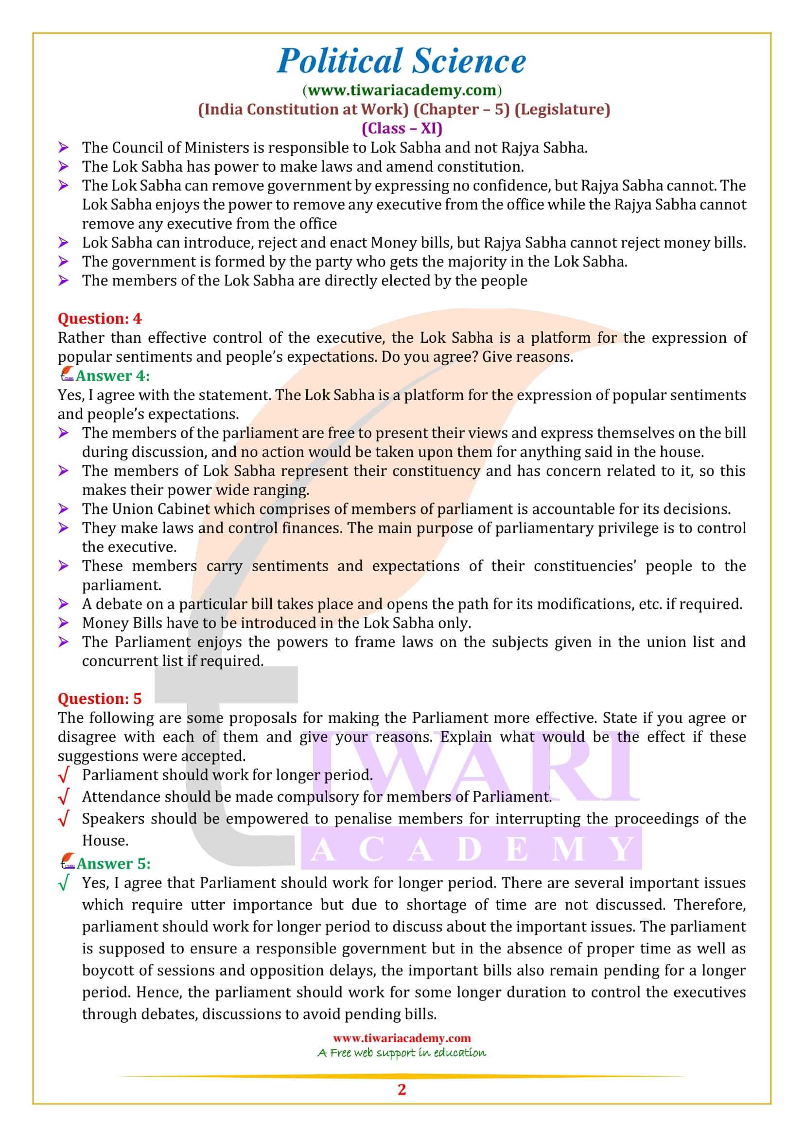 NCERT Solutions for Class 11 Political Science Chapter 5