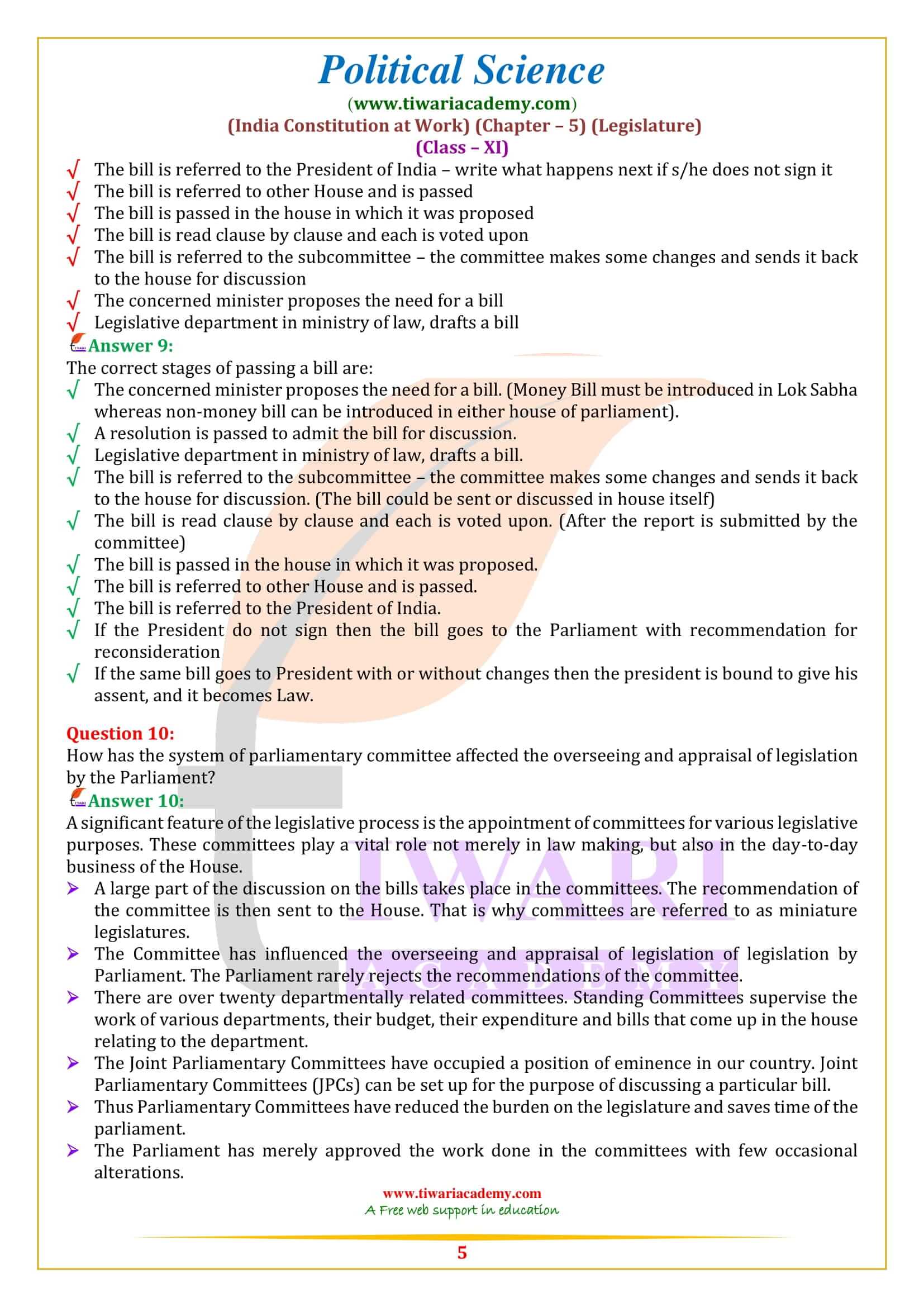 Class 11 Political Science Chapter 5 Question Answer