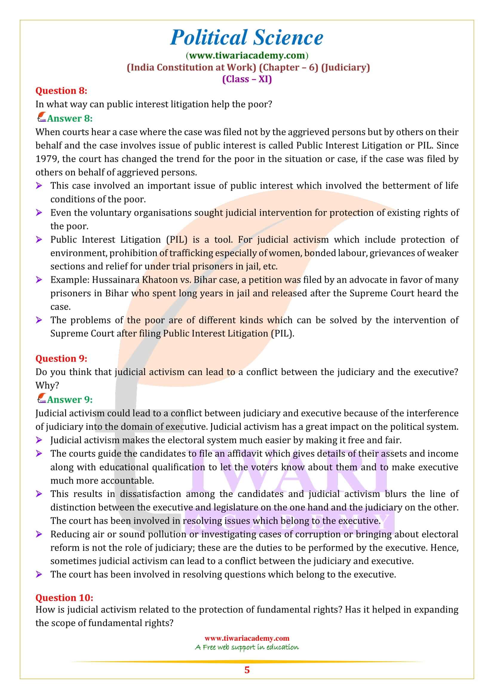 NCERT Solutions for Class 11 Political Science Chapter 6 download