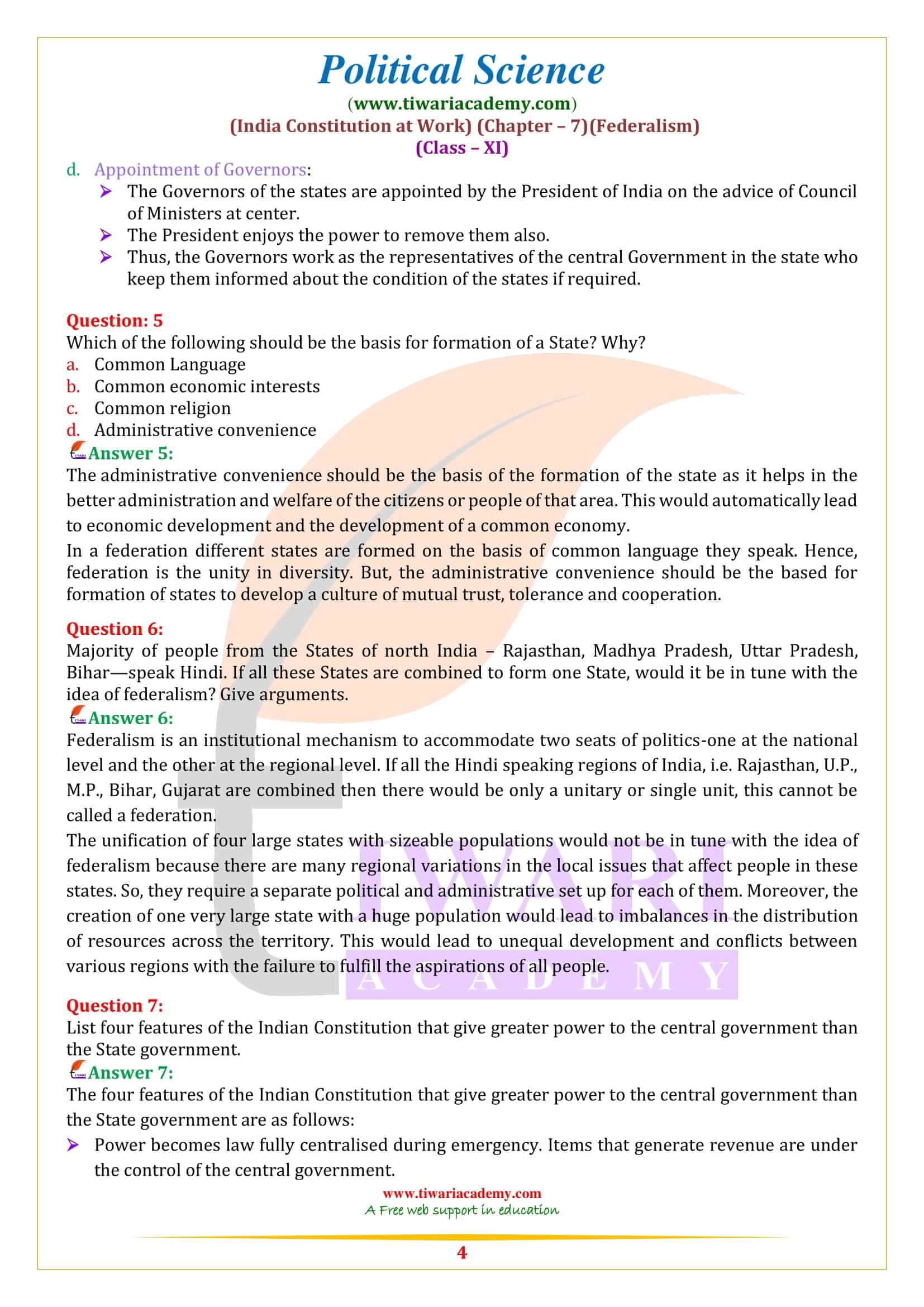 NCERT Solutions for Class 11 Political Science Chapter 7 free download