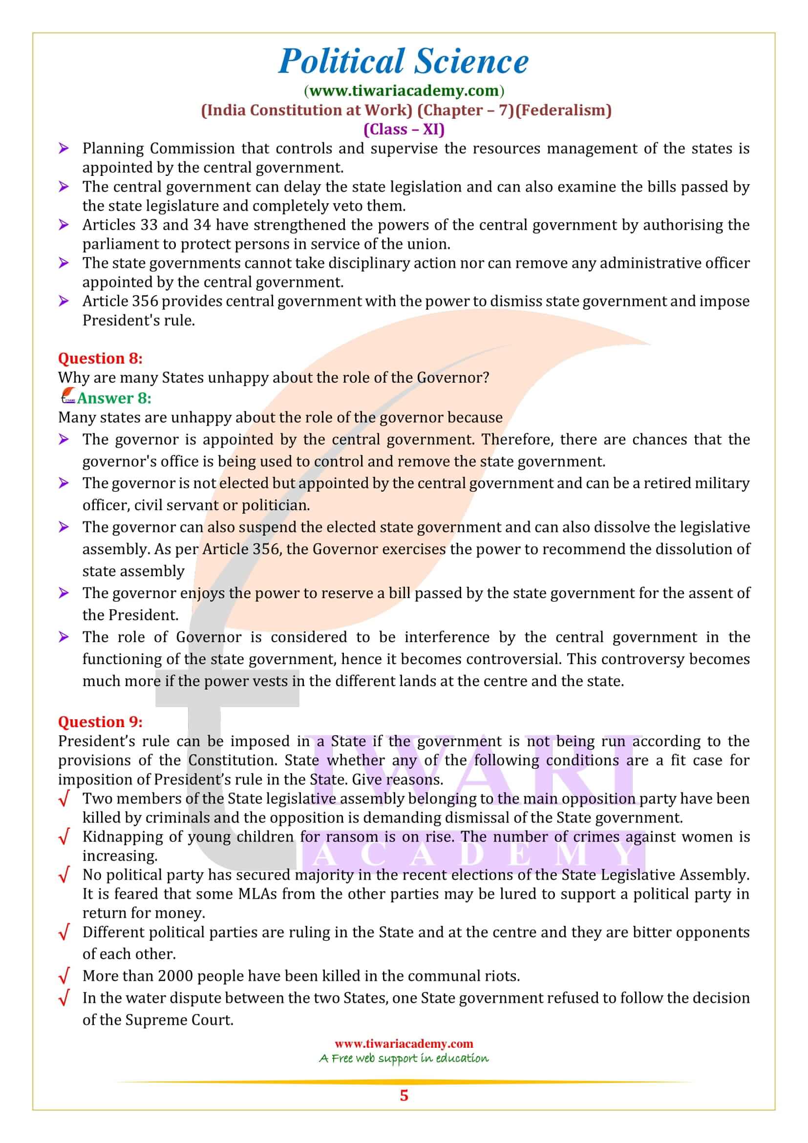 NCERT Solutions for Class 11 Political Science Chapter 7 updated for new session