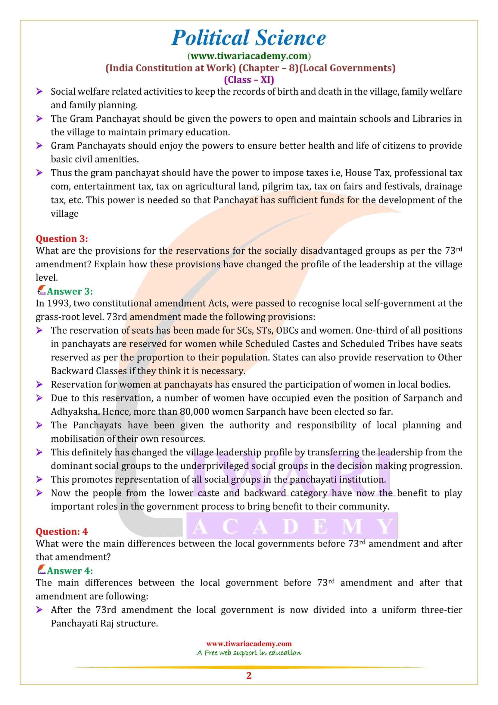 NCERT Solutions for Class 11 Political Science Chapter 8