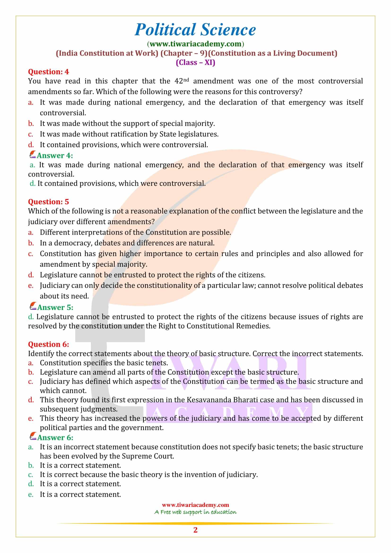 NCERT Solutions for Class 11 Political Science Chapter 9
