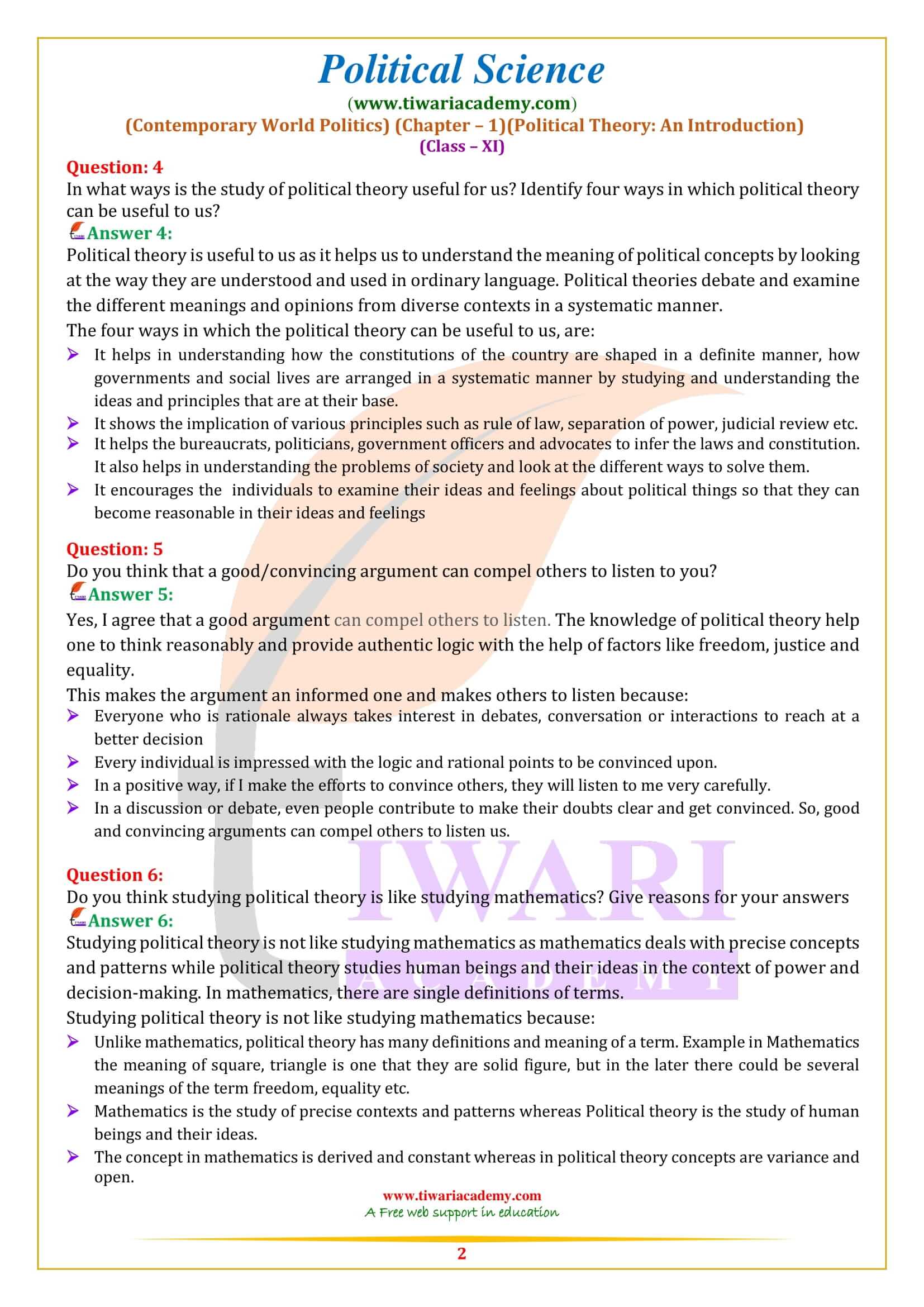 Class 11 Political Science Chapter 1