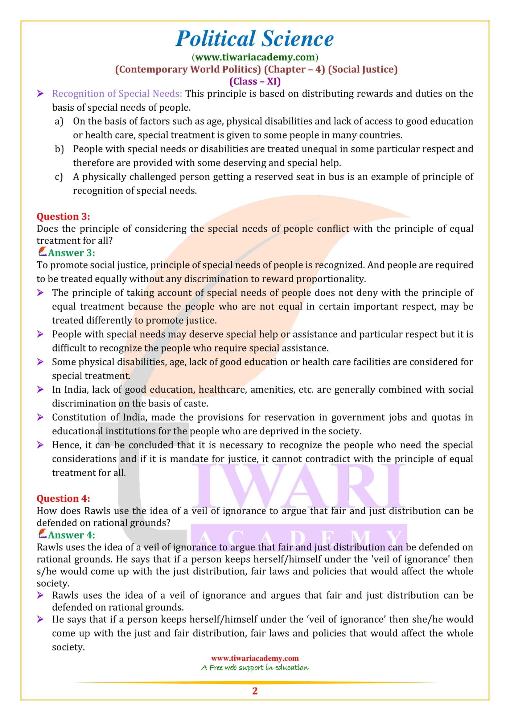 NCERT Solutions for Class 11 Political Science Chapter 4