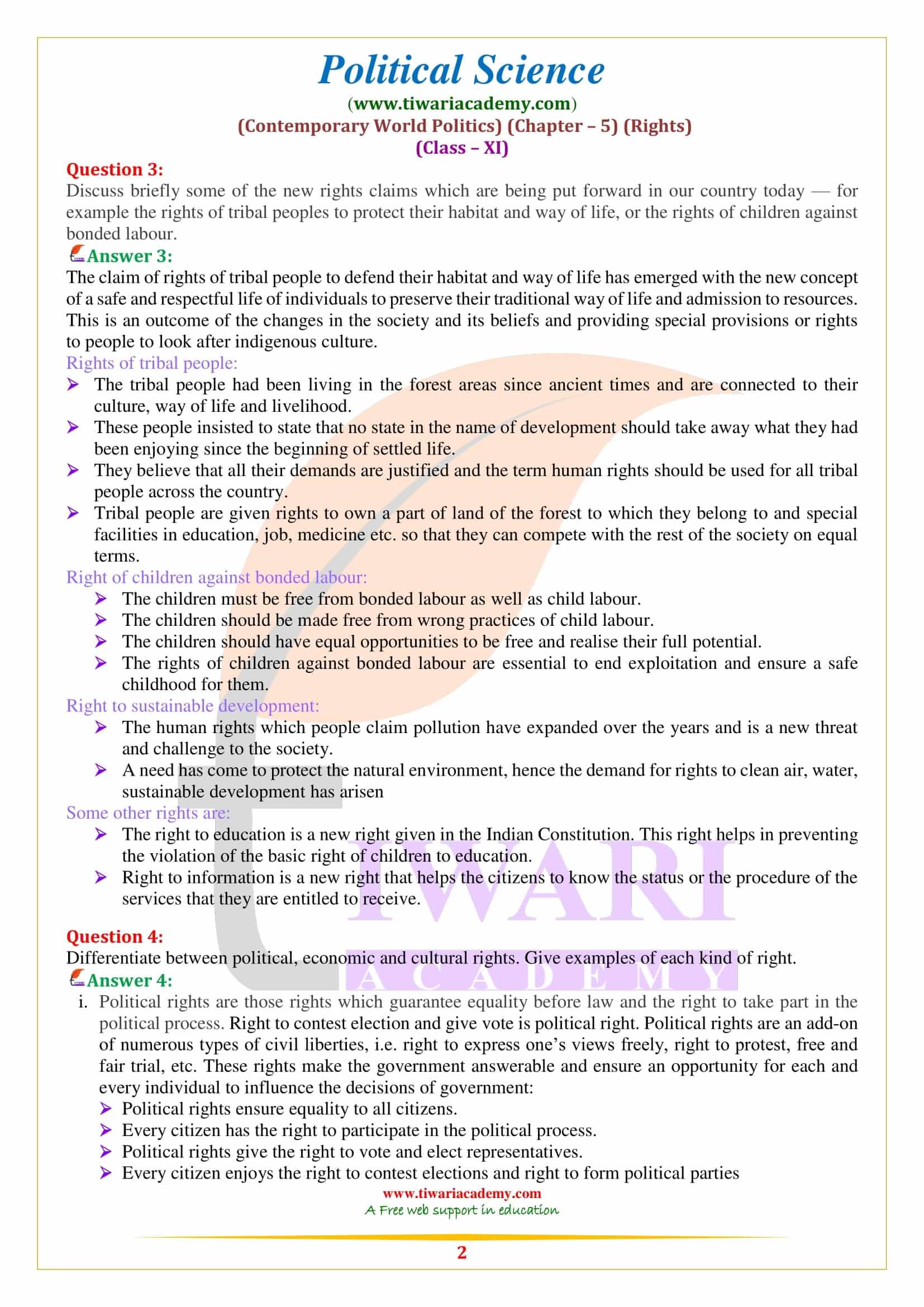 NCERT Solutions for Class 11 Political Science Chapter 5