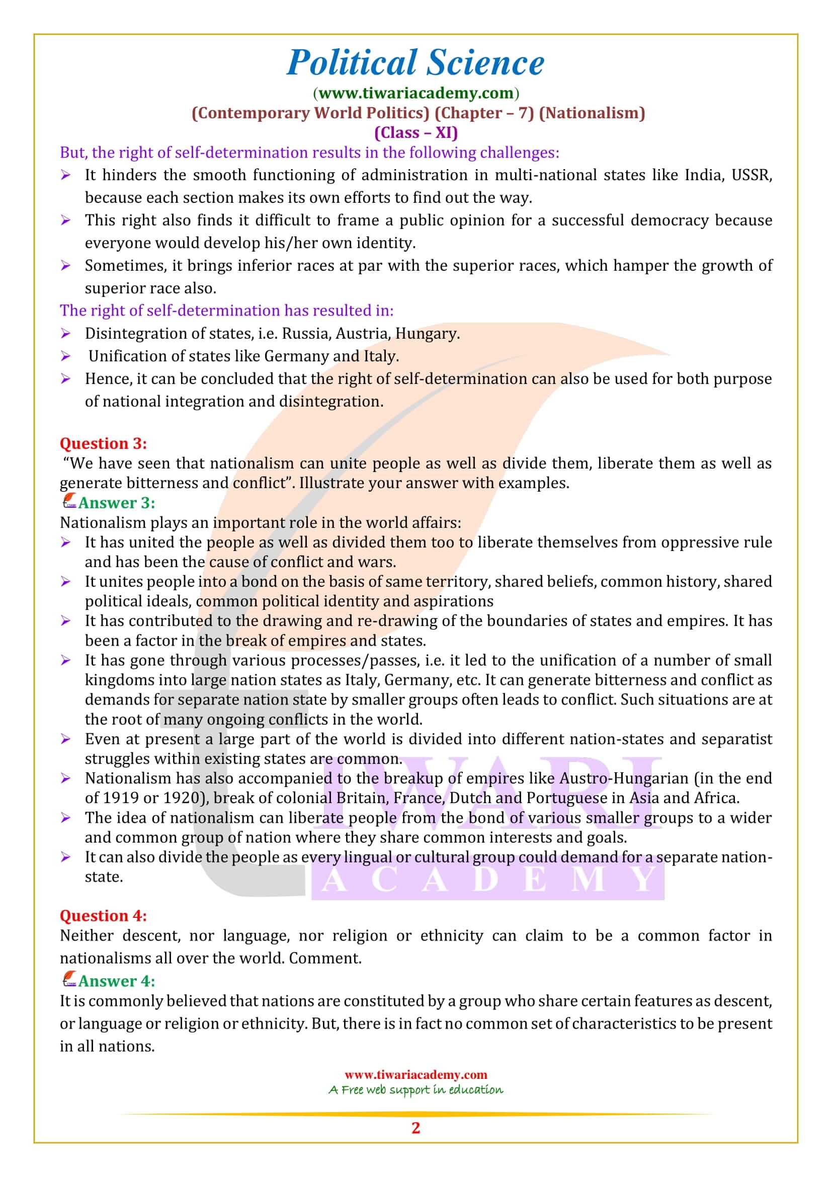 NCERT Solutions for Class 11 Political Science Chapter 7