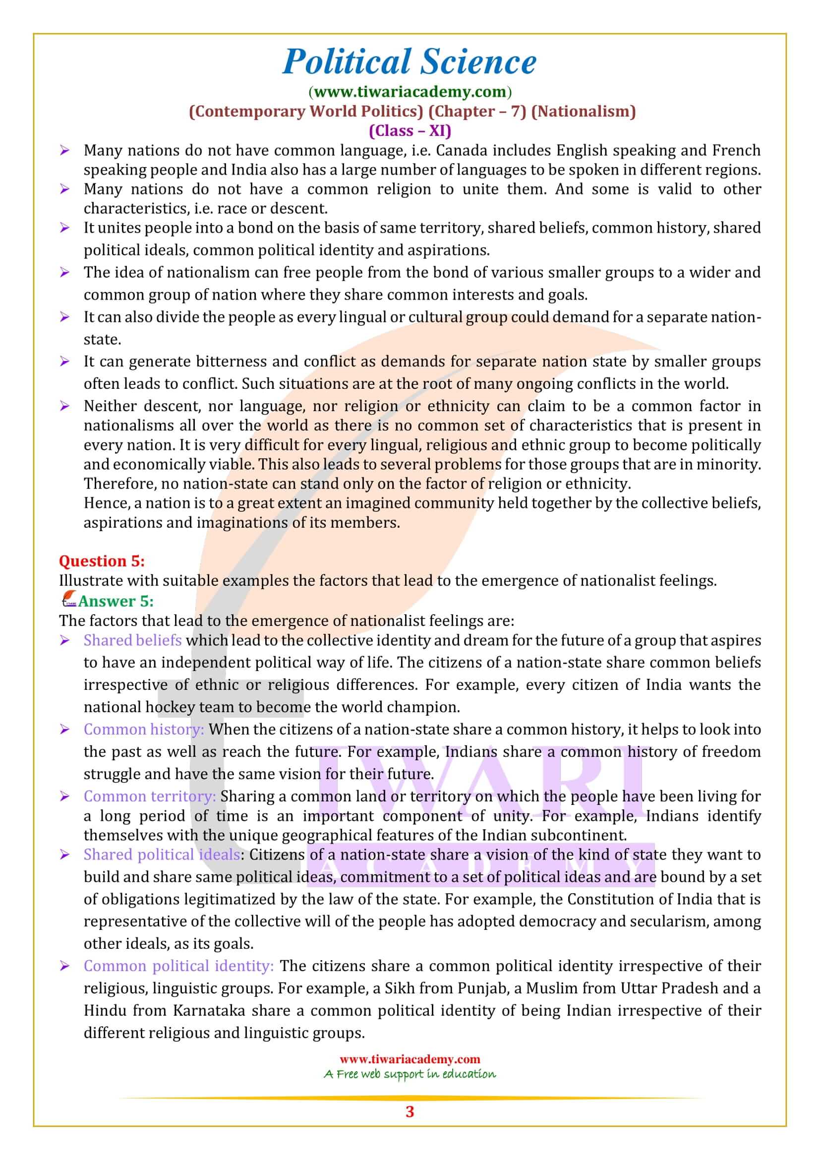 NCERT Solutions for Class 11 Political Science Chapter 7 in English Medium