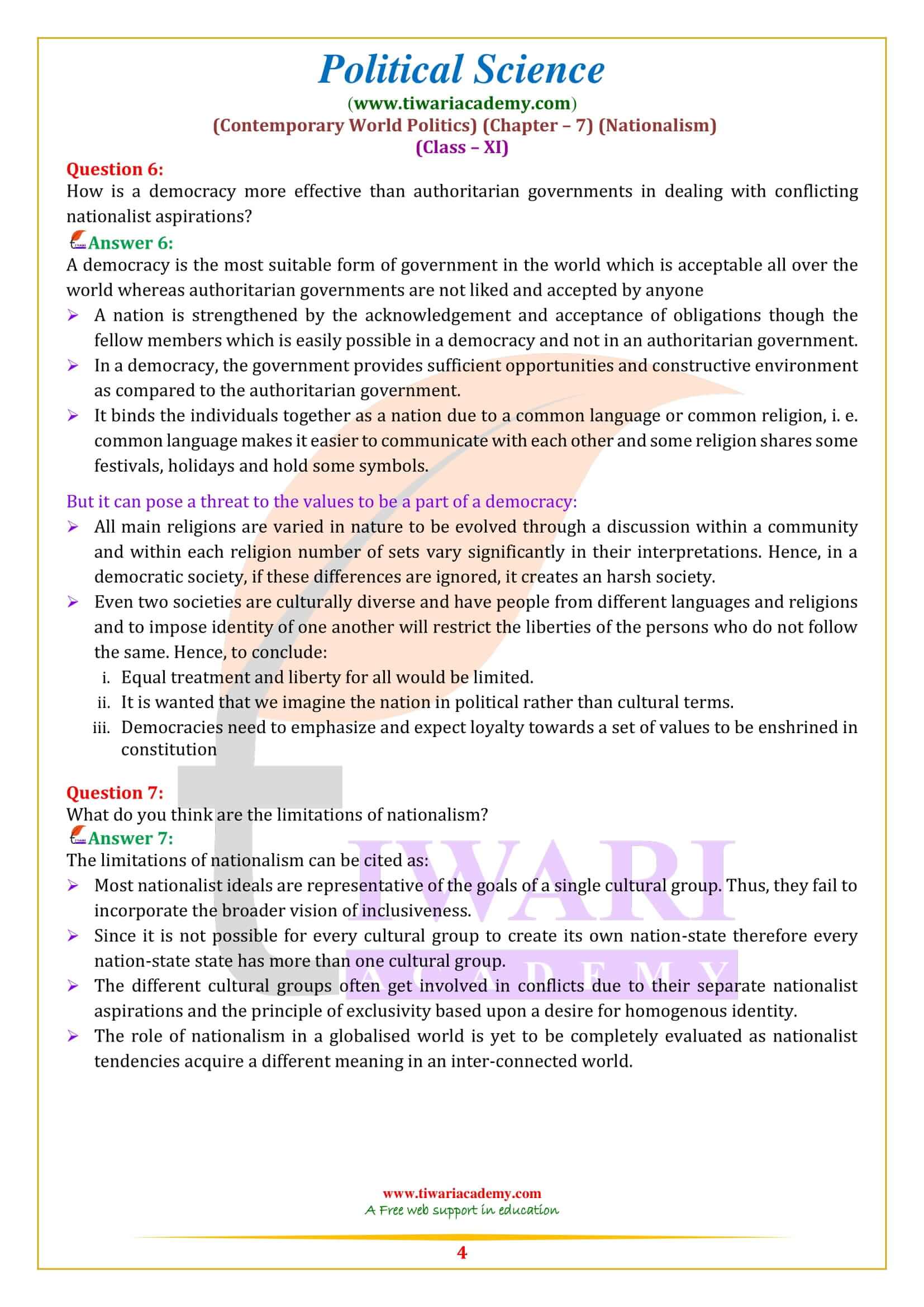 Class 11 Political Science Chapter 7