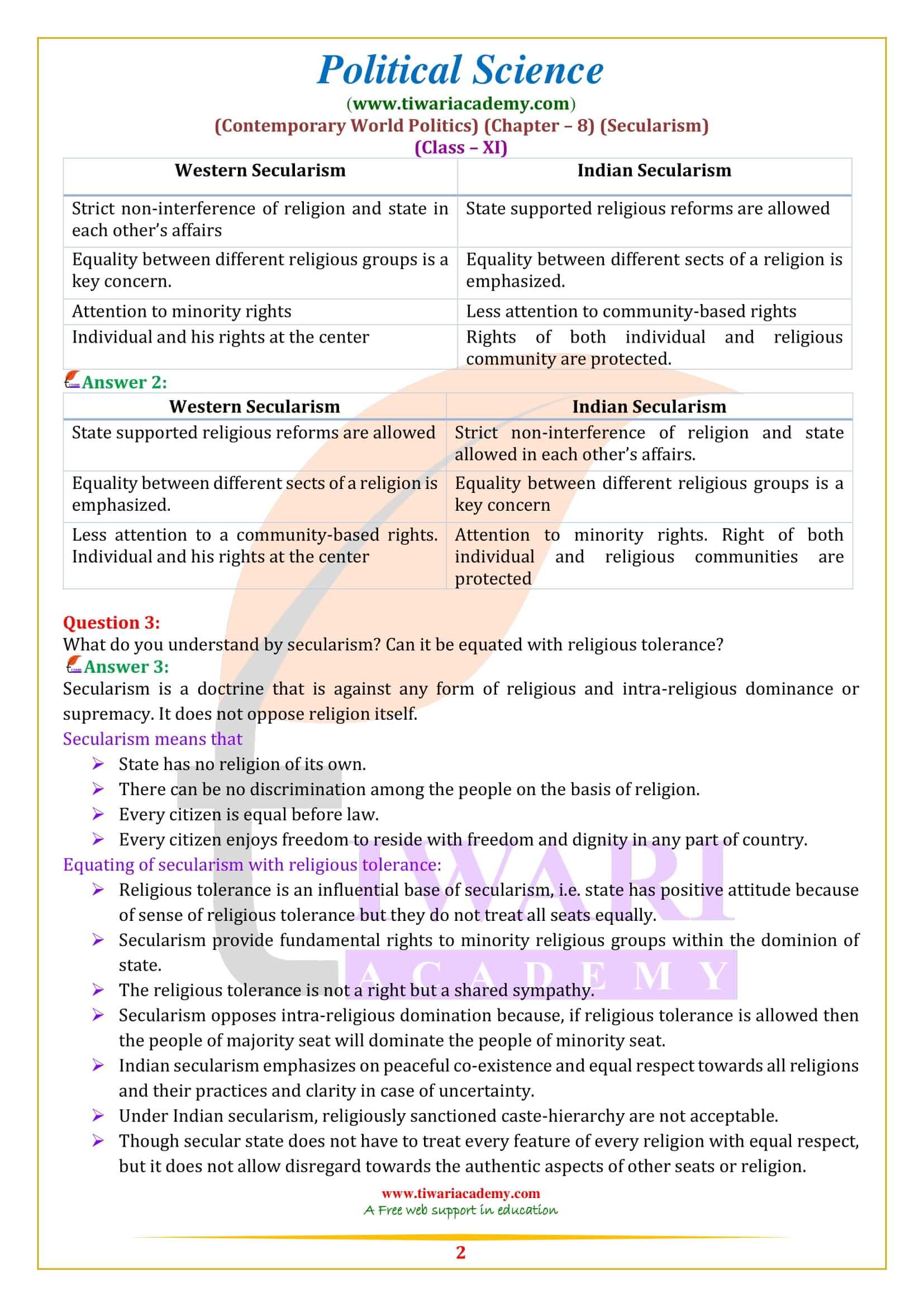 NCERT Solutions for Class 11 Political Science Chapter 8