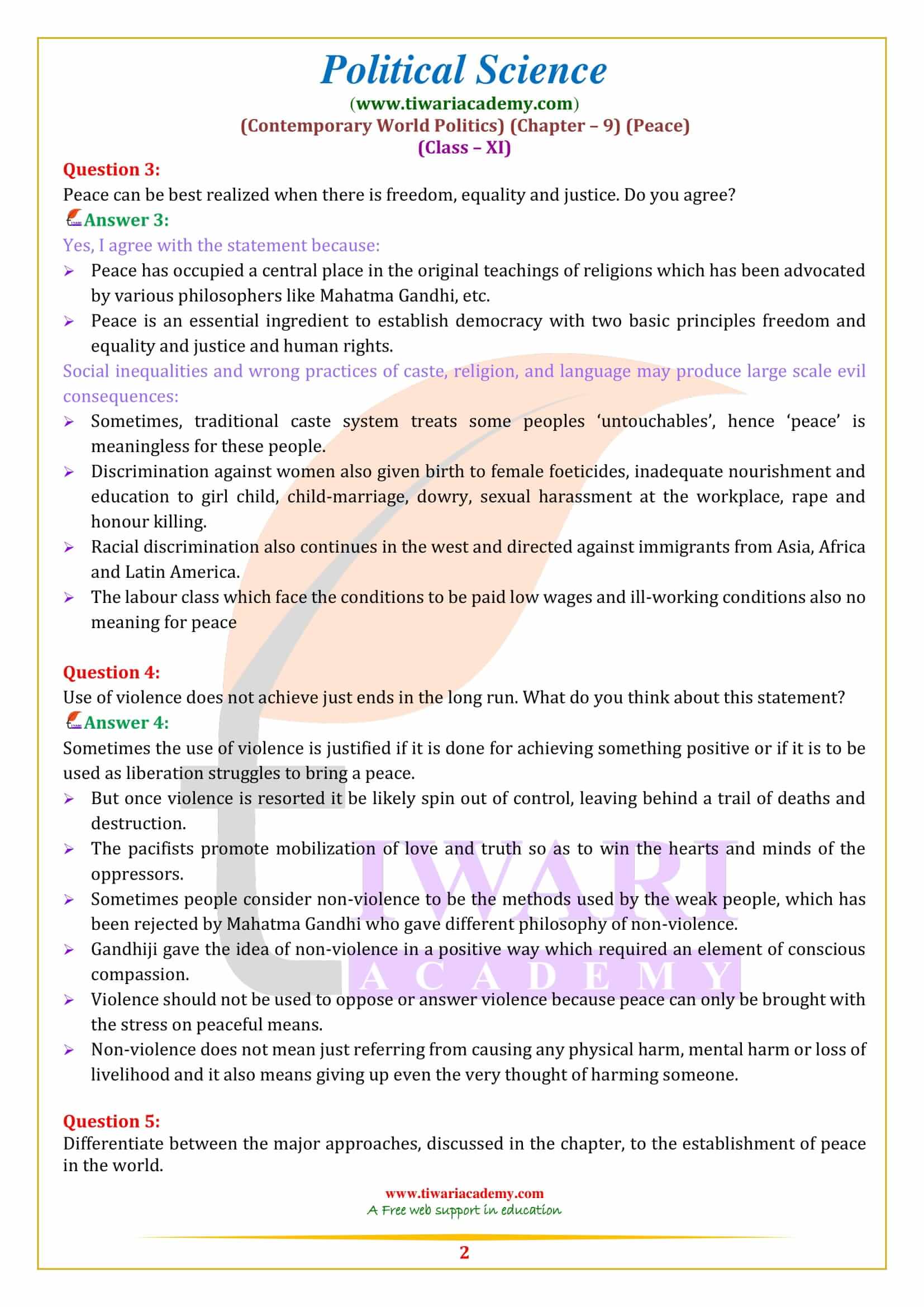 NCERT Solutions for Class 11 Political Science Chapter 9