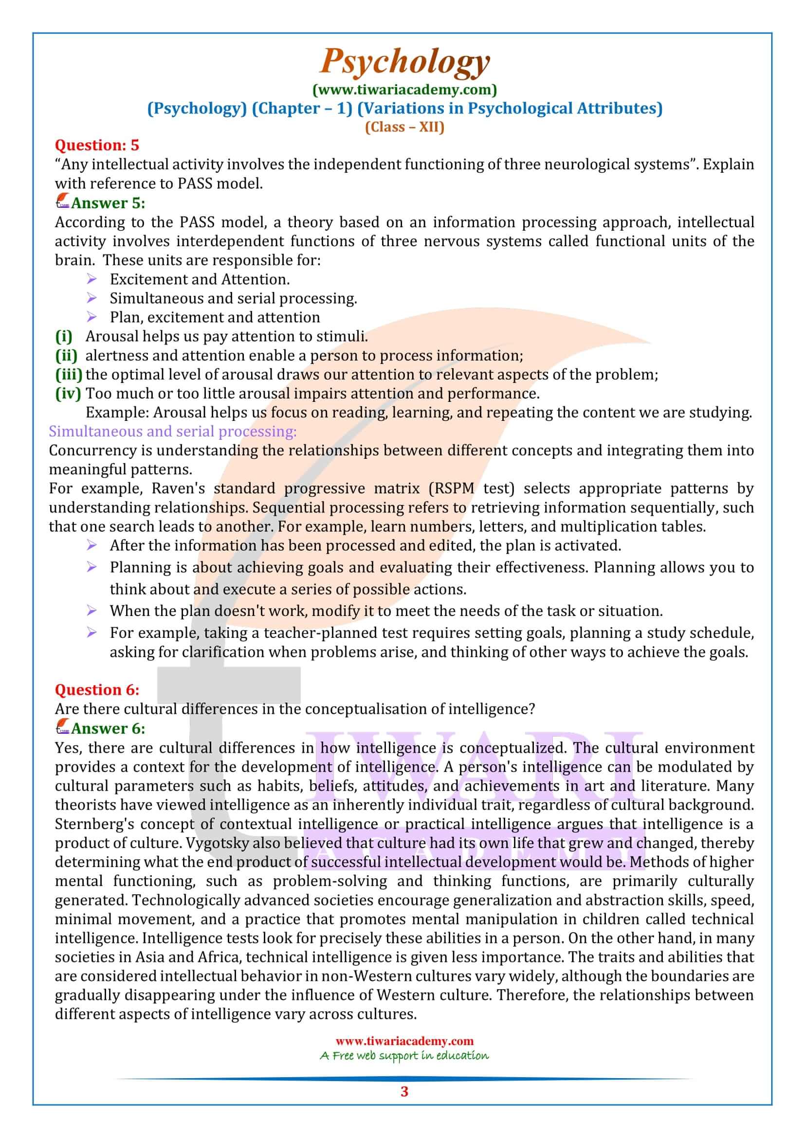 NCERT Solutions for Class 12 Psychology Chapter 1 in English medium