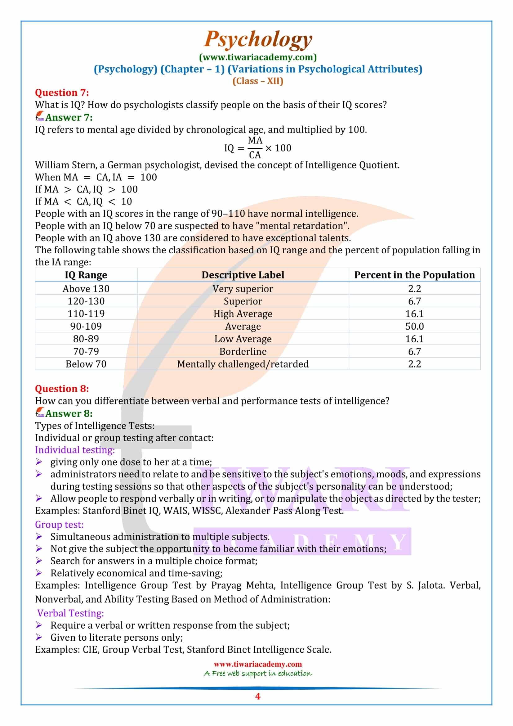 case study questions class 12 psychology chapter 1