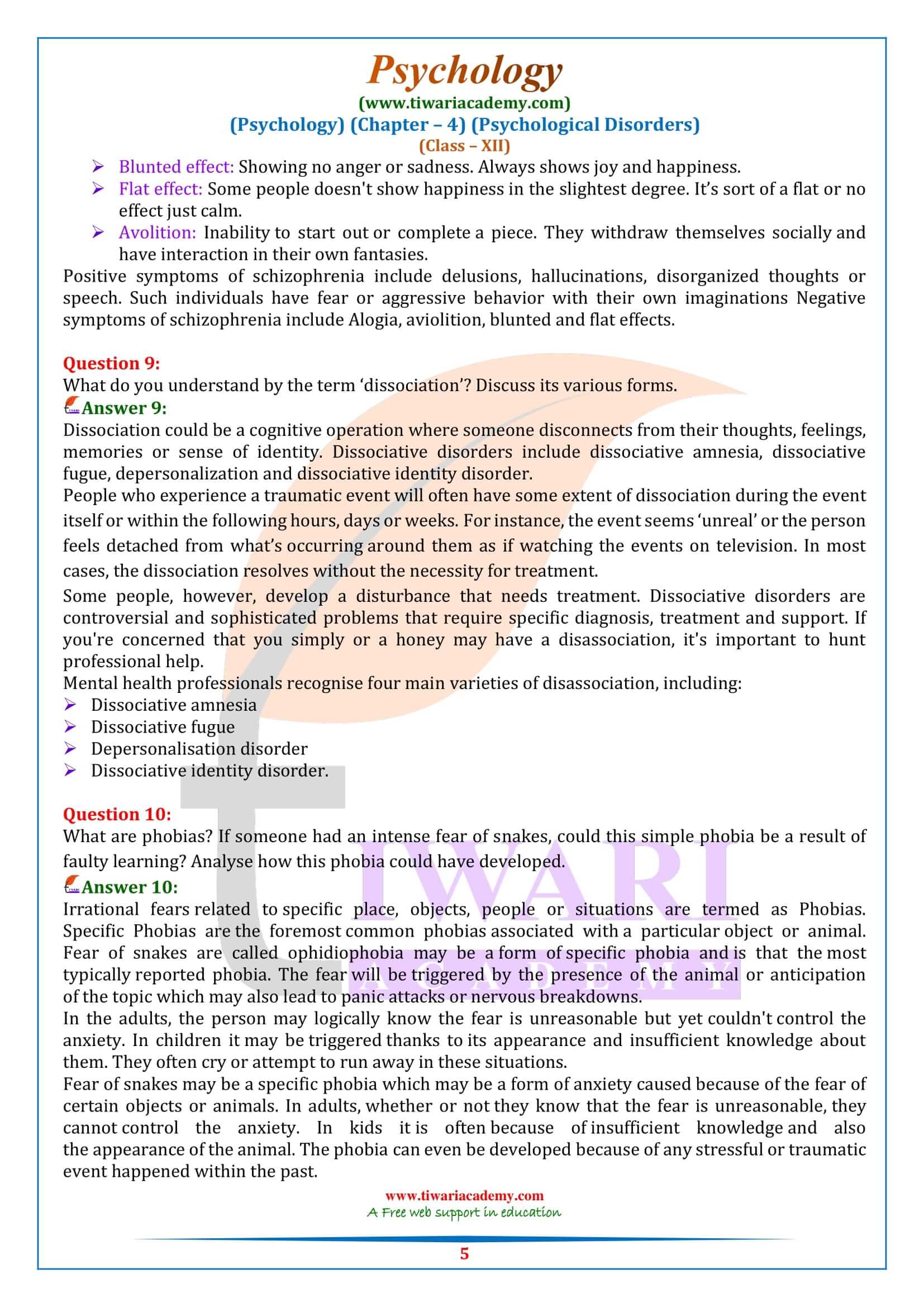 NCERT Solutions for Class 12 Psychology Chapter 4 guide