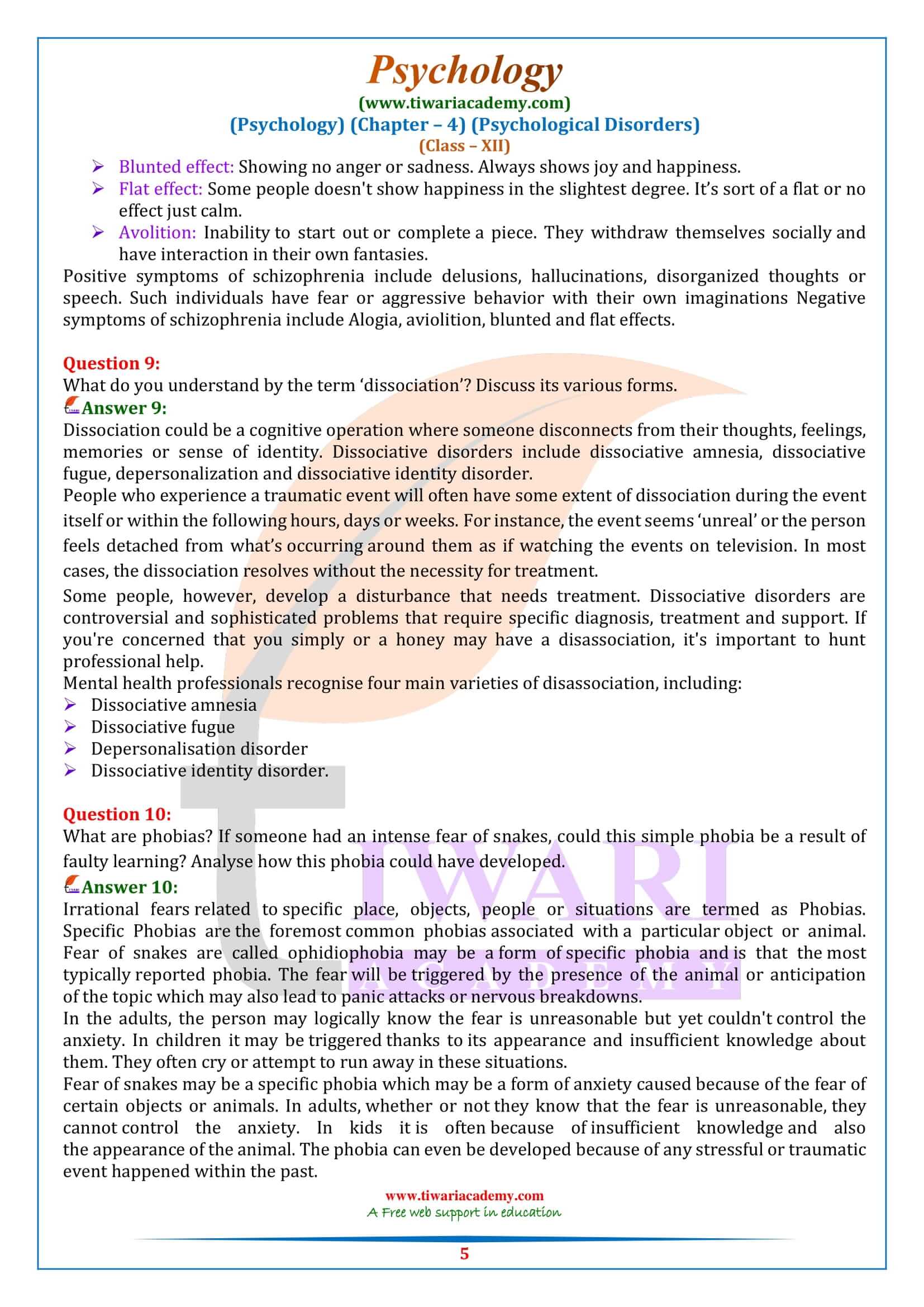NCERT Solutions for Class 12 Psychology Chapter 4 guide