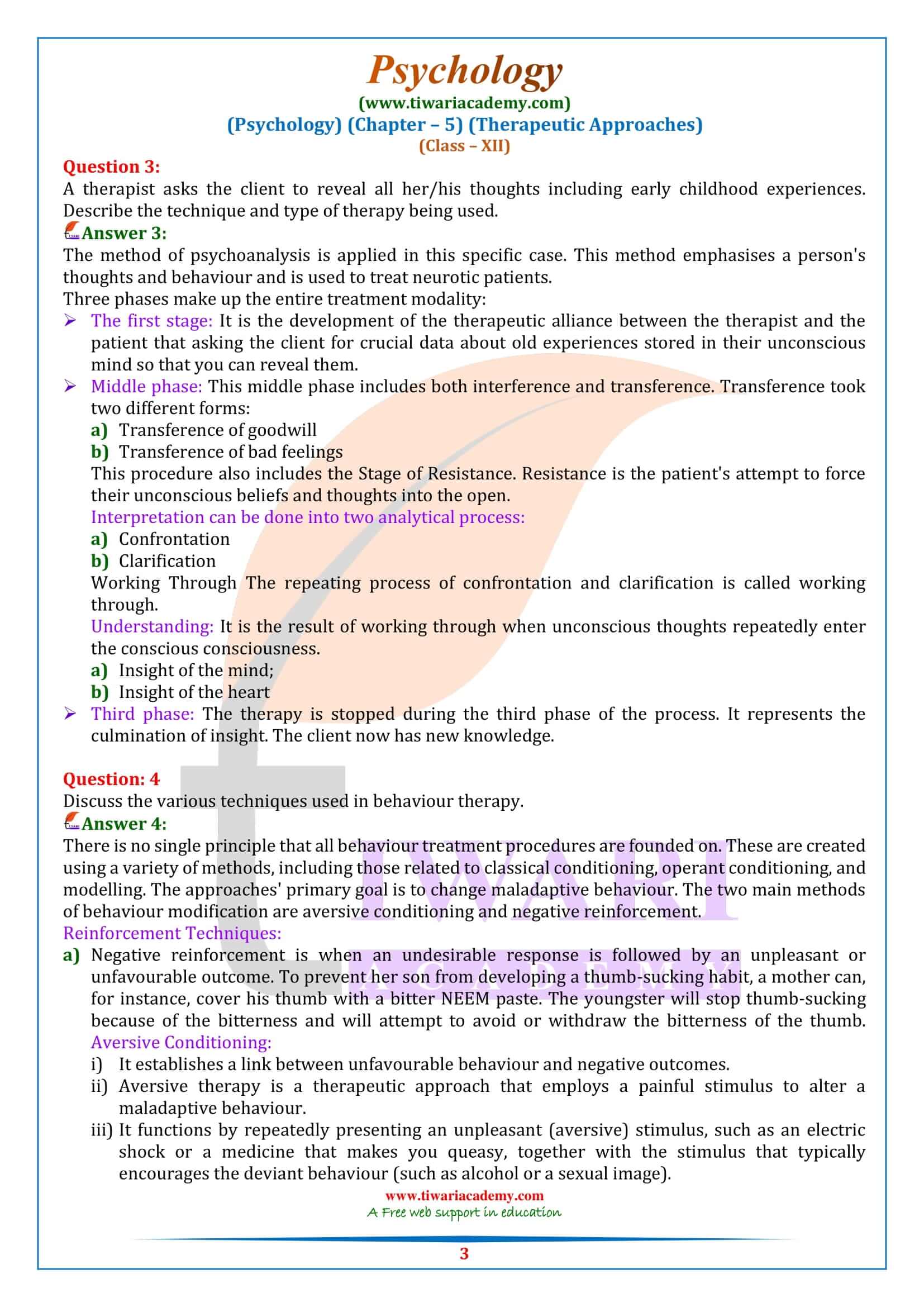 NCERT Solutions for Class 12 Psychology Chapter 5 in English Medium