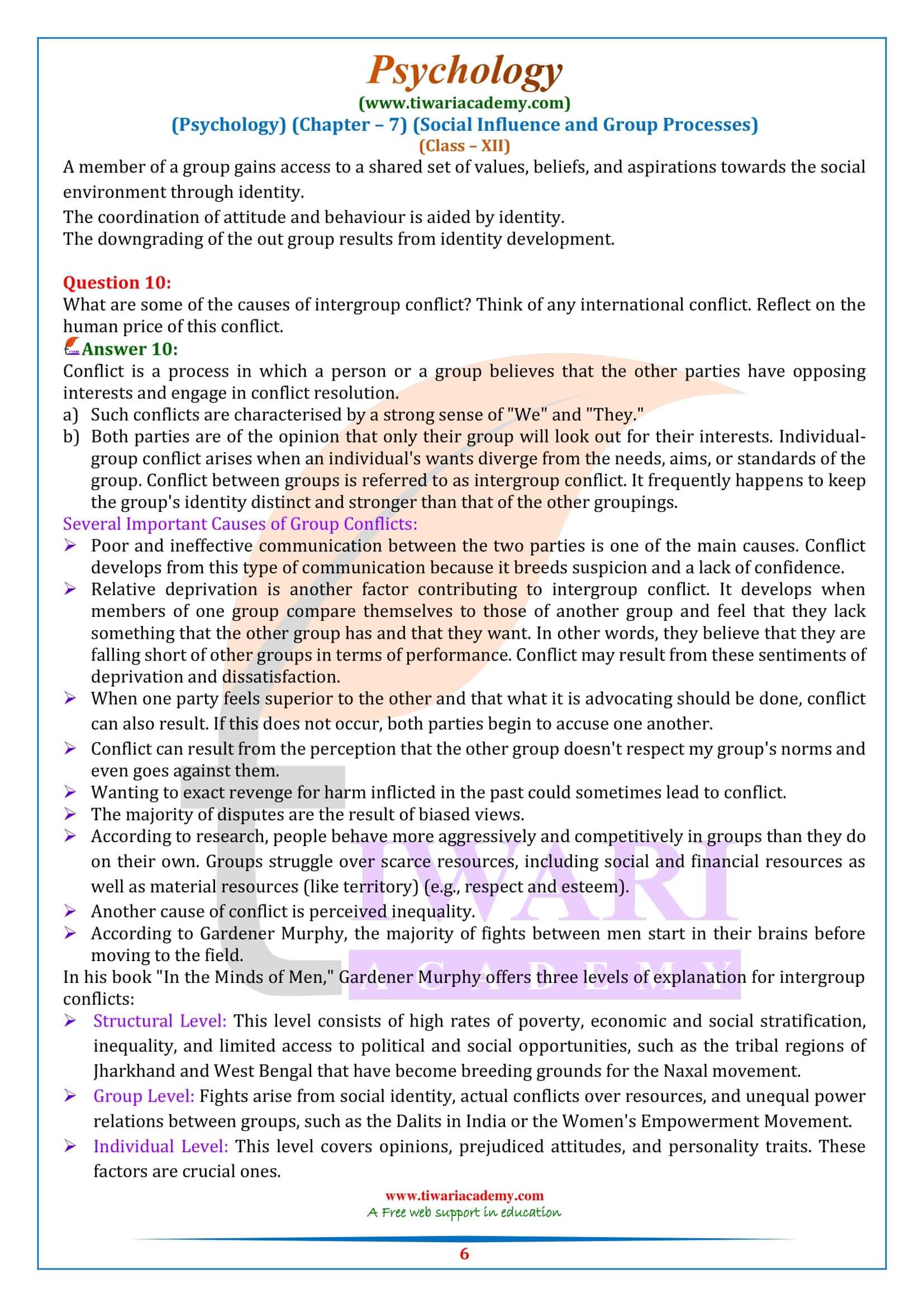 NCERT Solutions for Class 12 Psychology Chapter 7 QA