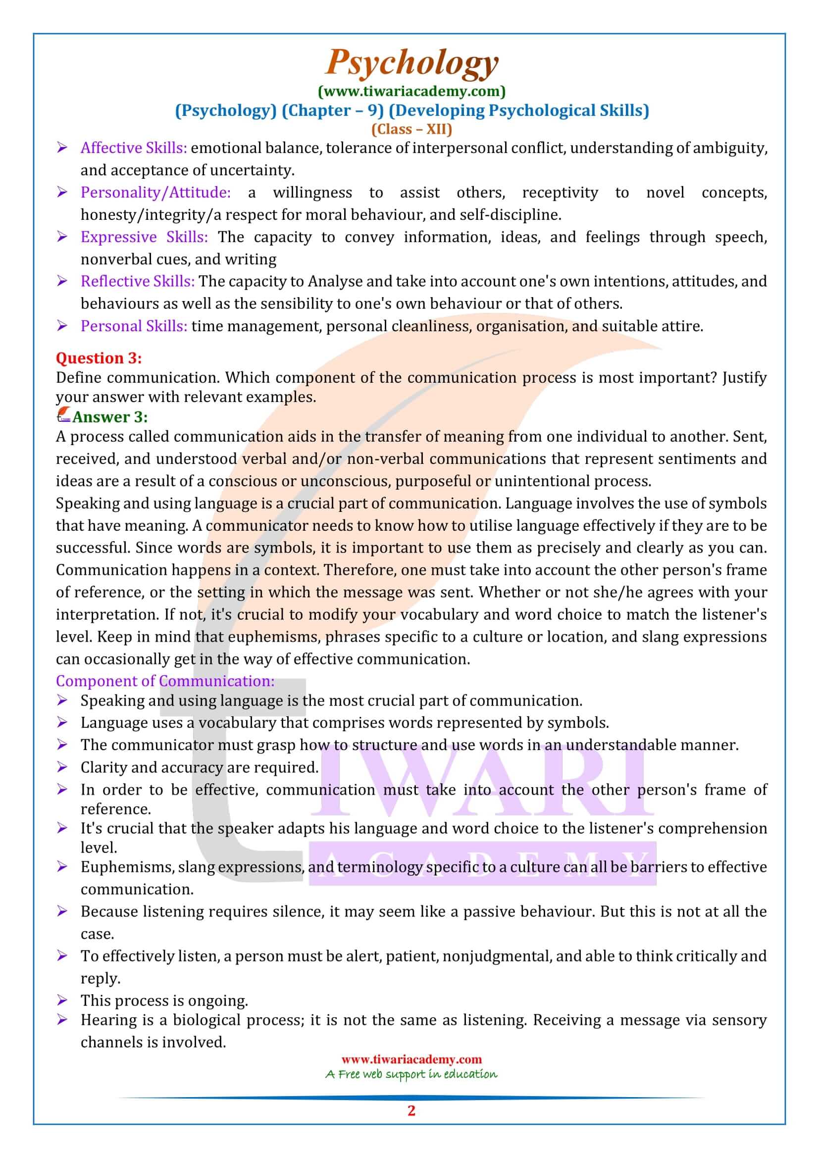 NCERT Solutions for Class 12 Psychology Chapter 9