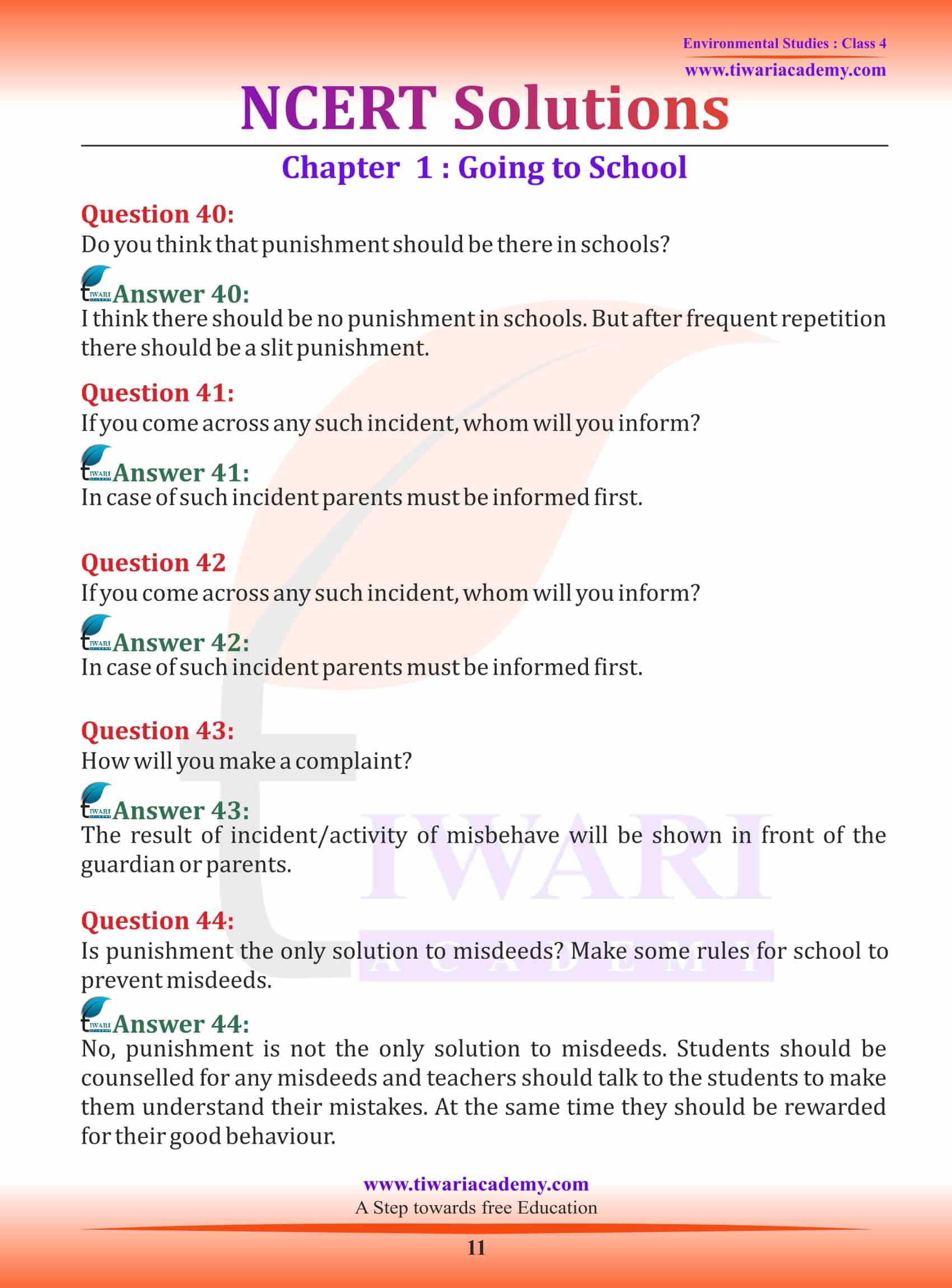 Class 4 EVS Chapter 1 free solutions