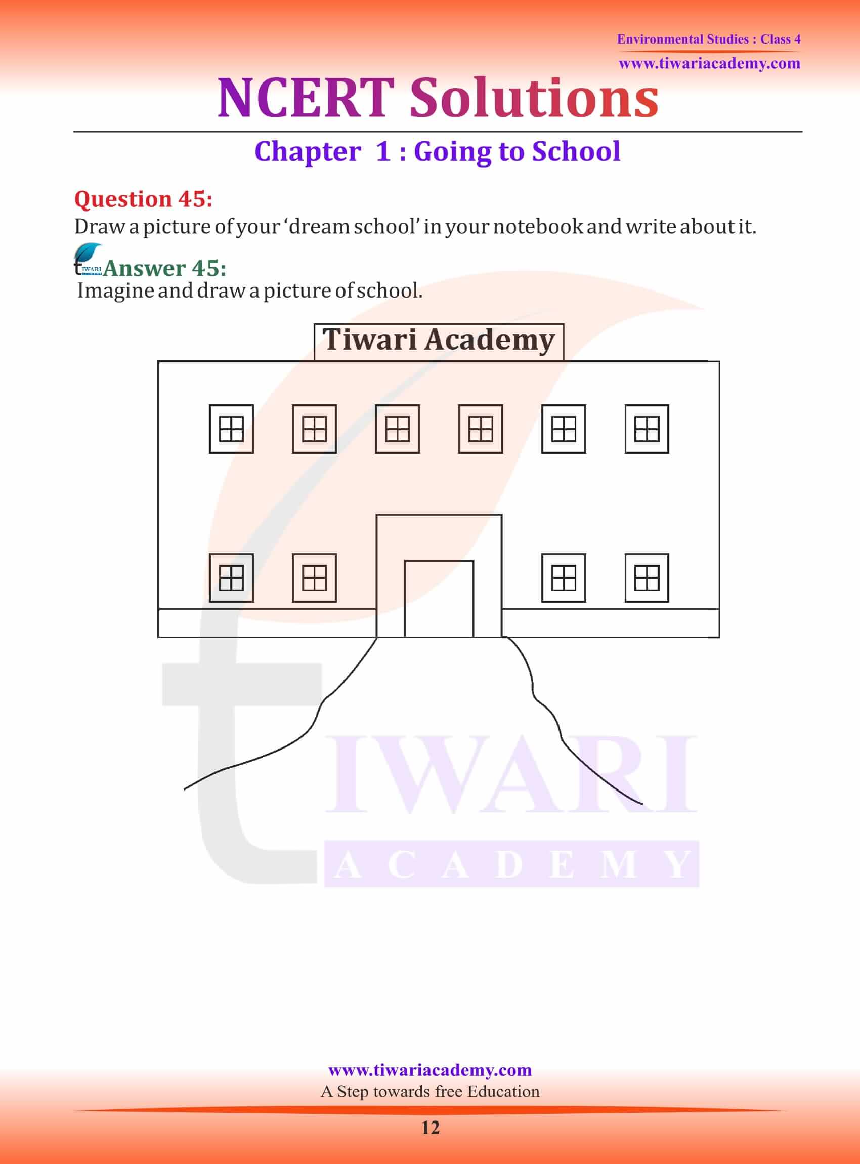 NCERT Solutions Class 4 EVS Chapter 1 Going To School - Free Download