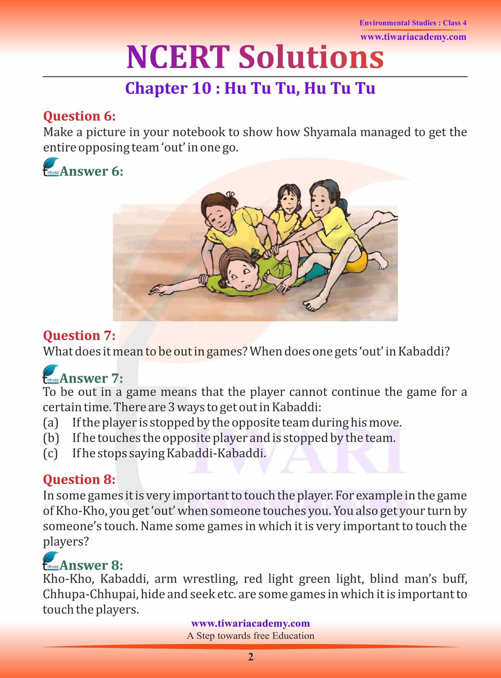 NCERT Solutions for Class 4 EVS Chapter 10