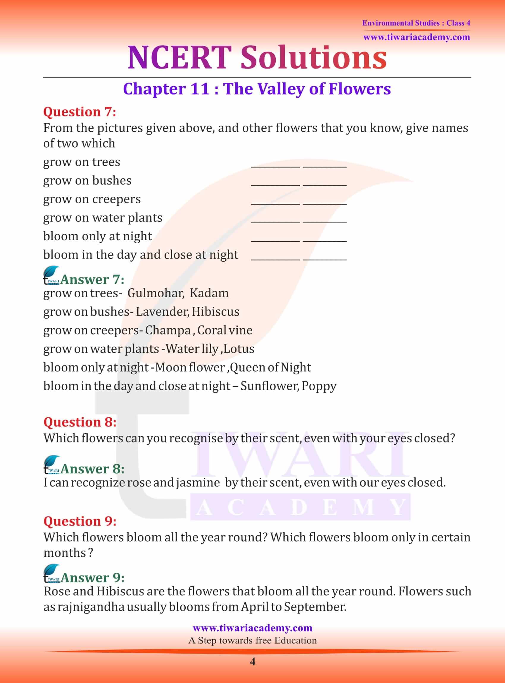 NCERT Solutions for Class 4 EVS Chapter 11 in English Medium