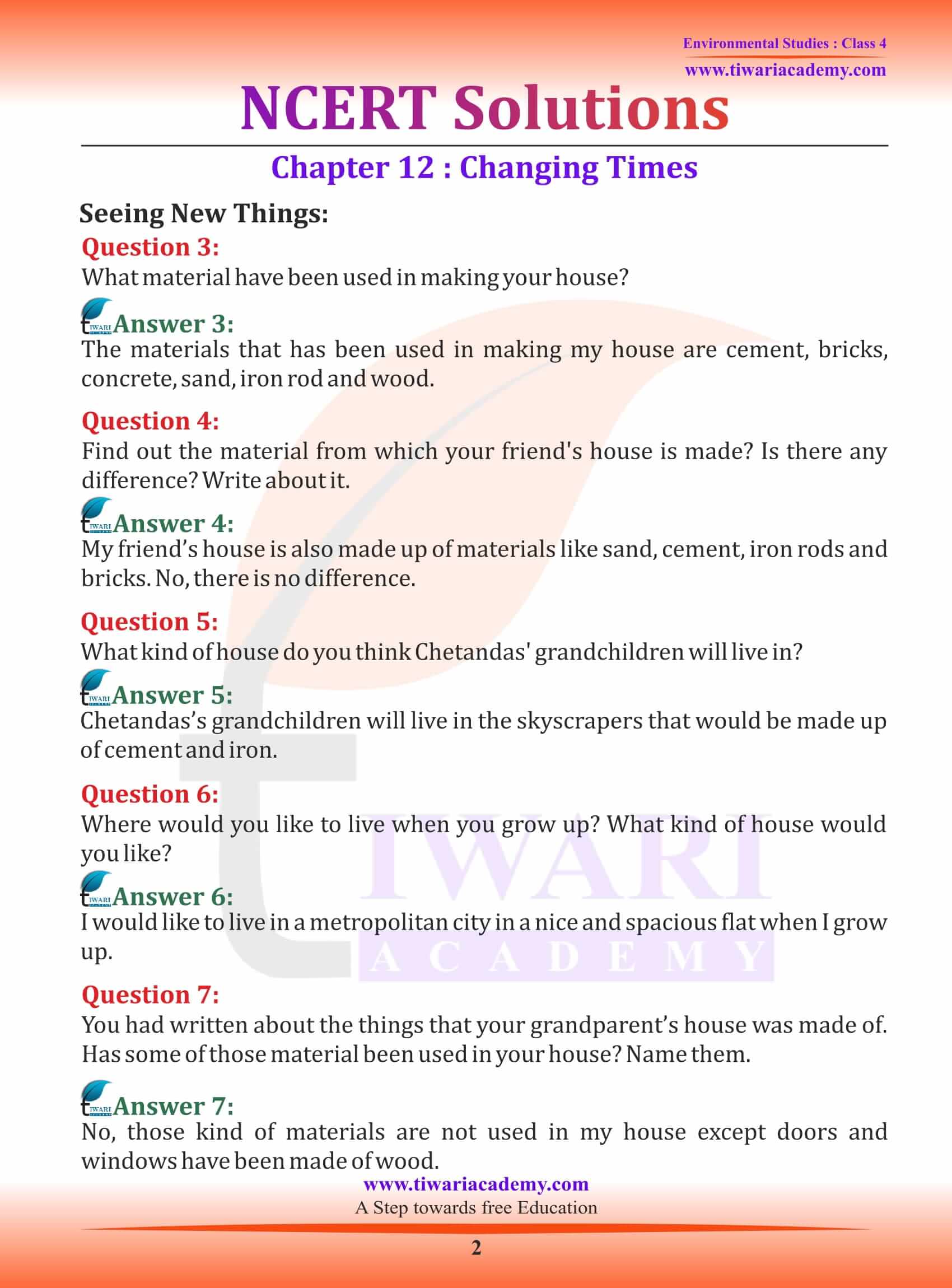 Class 4 EVS Chapter 12 Changing Times