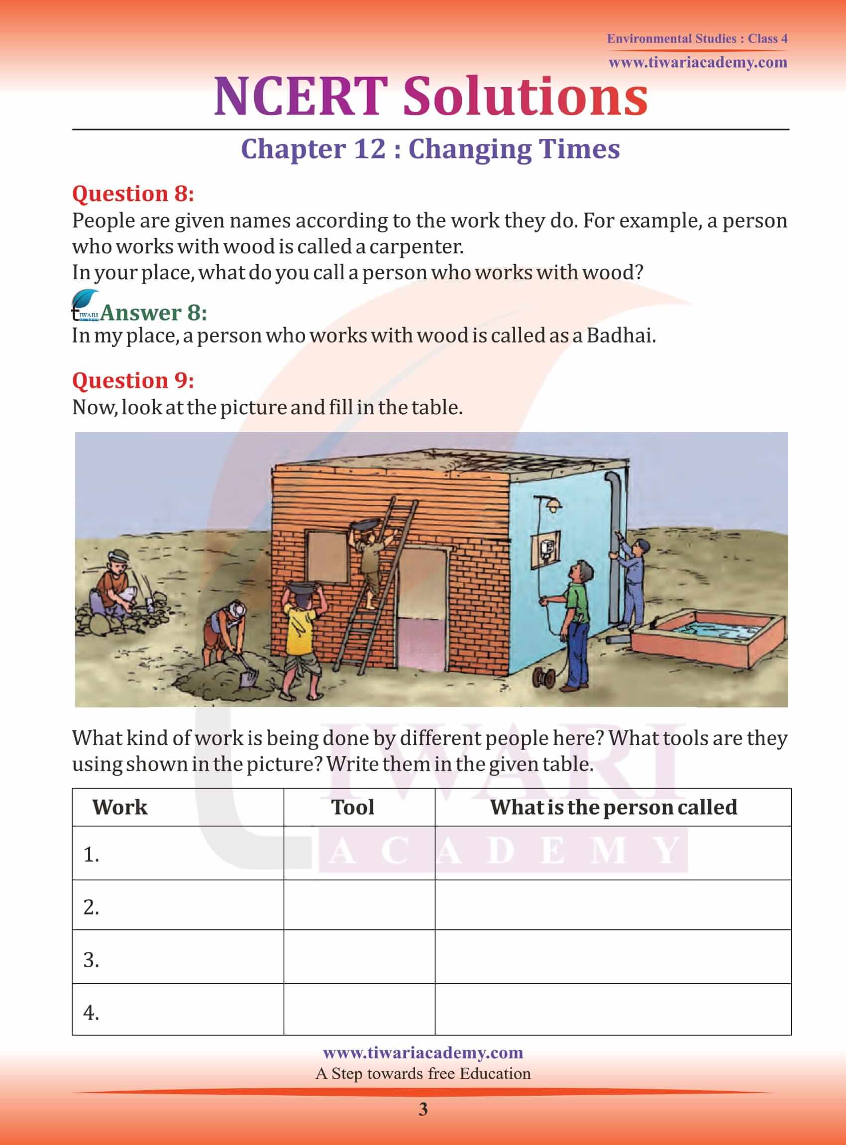 NCERT Solutions for Class 3 EVS Chapter 12 in Hindi and English Medium