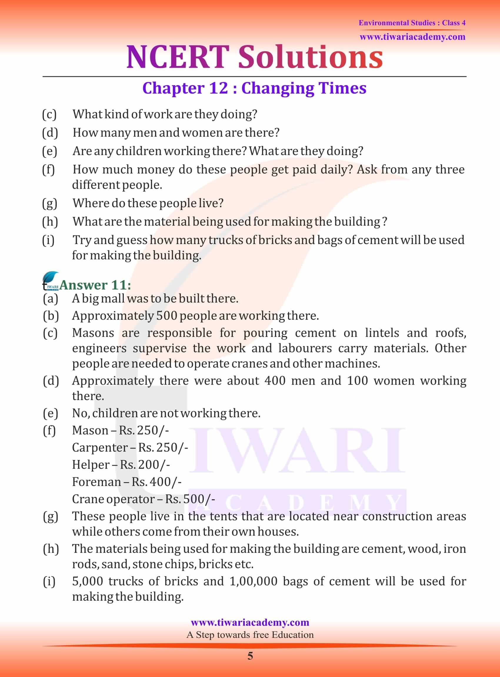 NCERT Solutions for Class 4 EVS Chapter 12 question answers